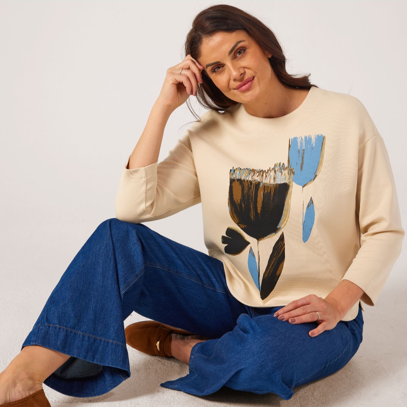 Masai Copenhagen Desvon Neoprene Print Floral Sweatshirt