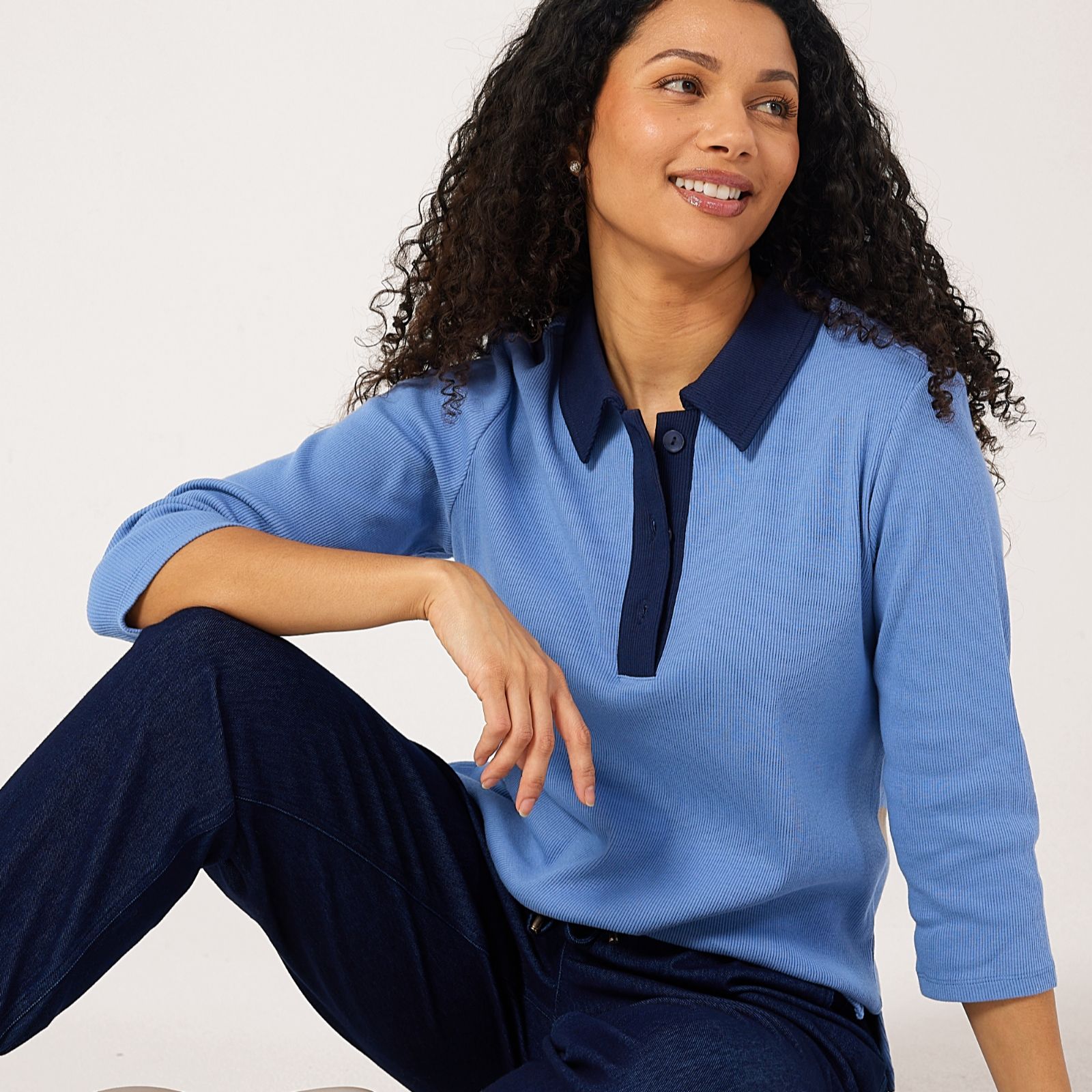 Ruth Langsford Collared Button Detail Top