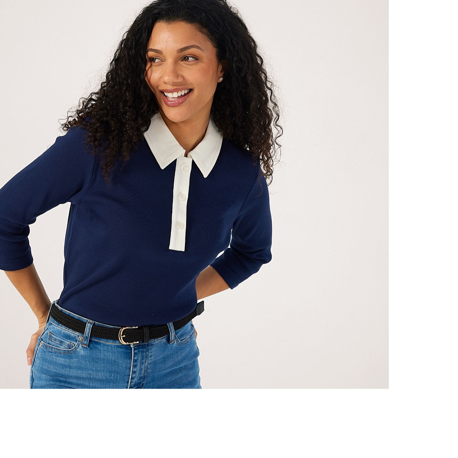 Ruth Langsford Collared Button Detail Top