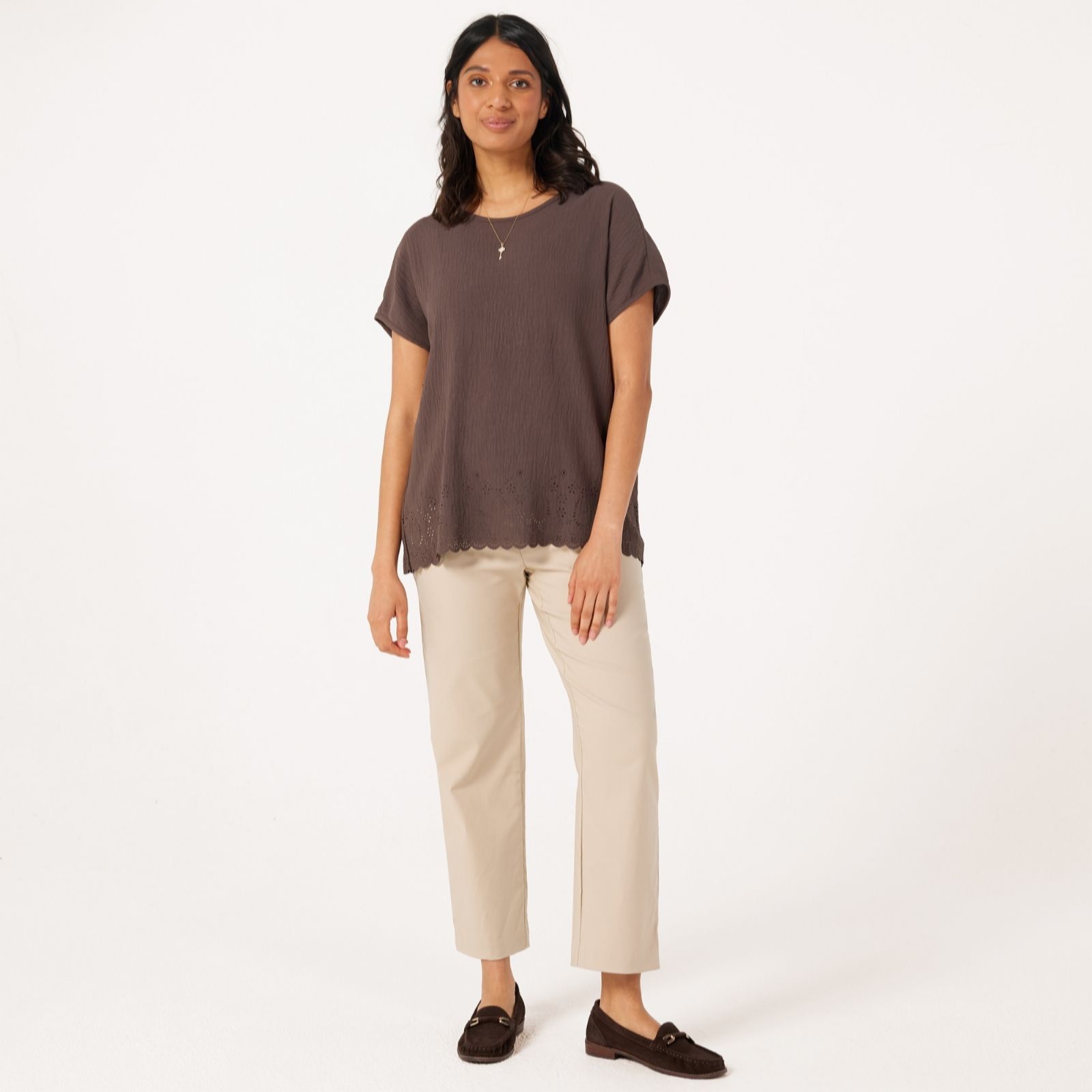 Kim & Co Crinkle Poplin Short Dolman Sleeve Top