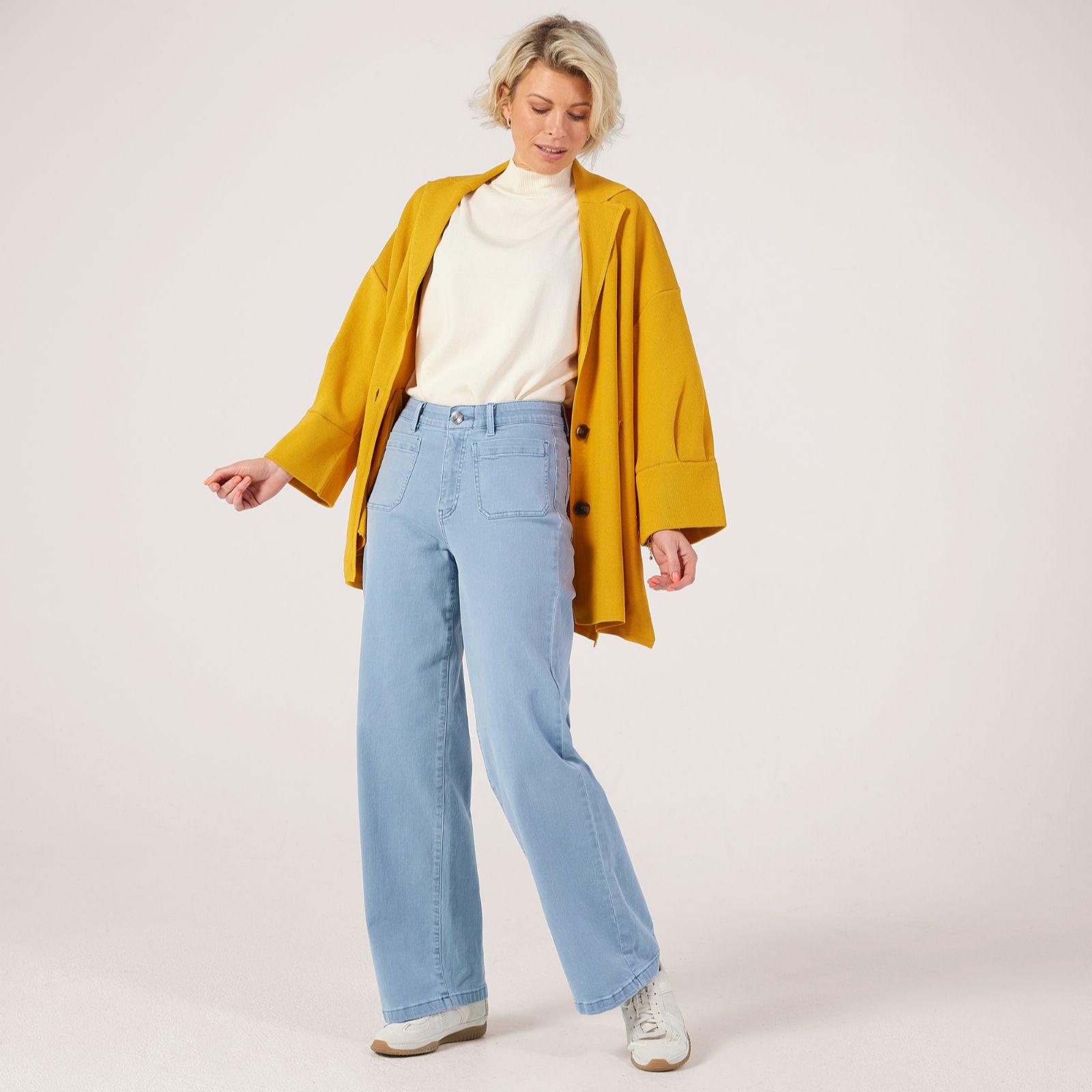 WynneDenim Cropped Twill Wide-Leg Trousers Standard