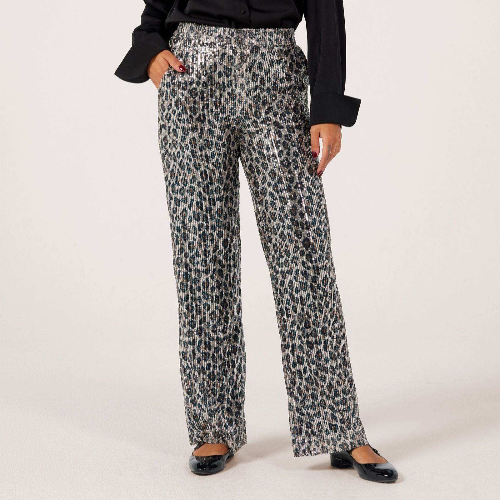Helene Berman Fully Lined Animal Sequin Trousers