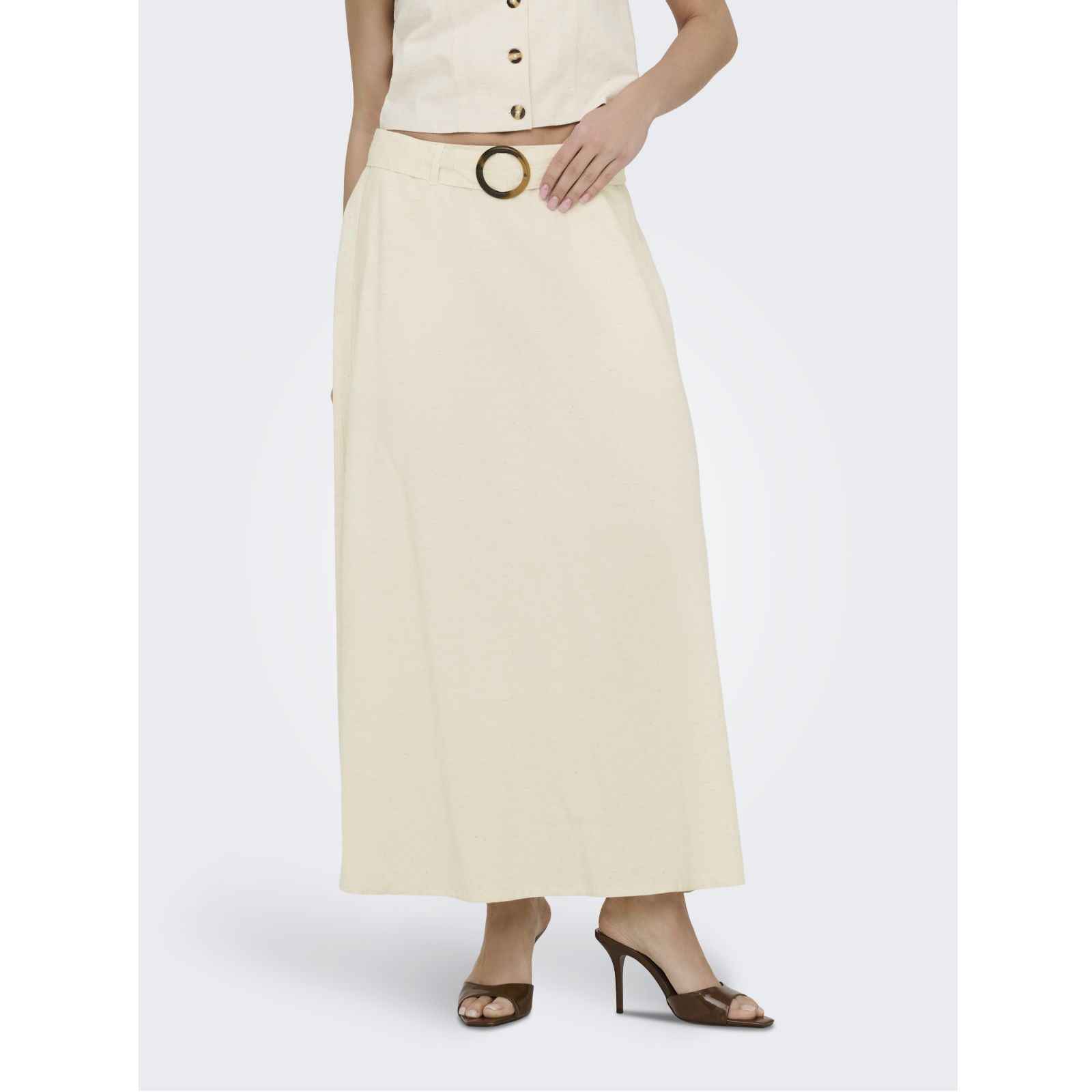 JDY Milan Linen Blend Belted Skirt