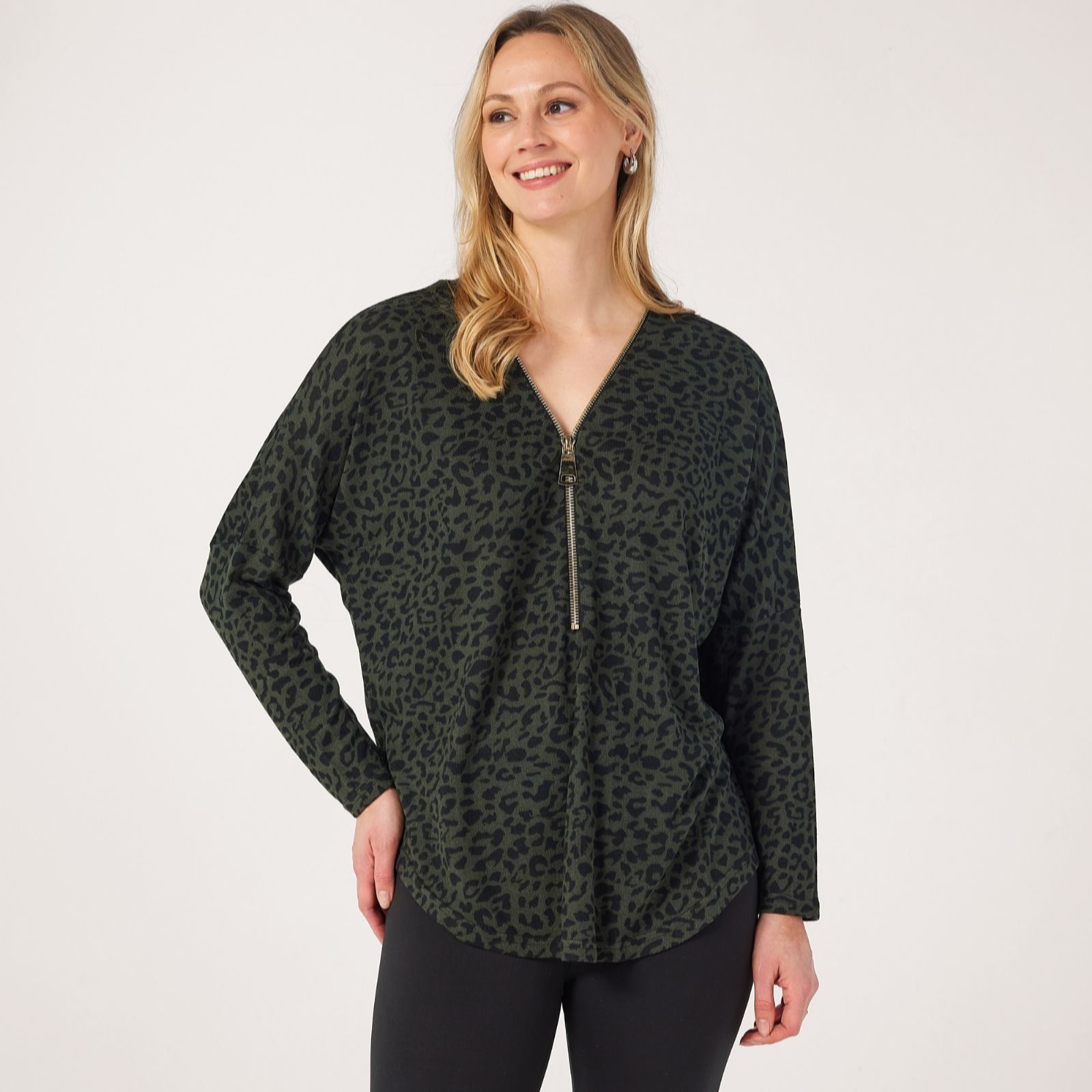 Izabel London Animal Print Zip Tunic