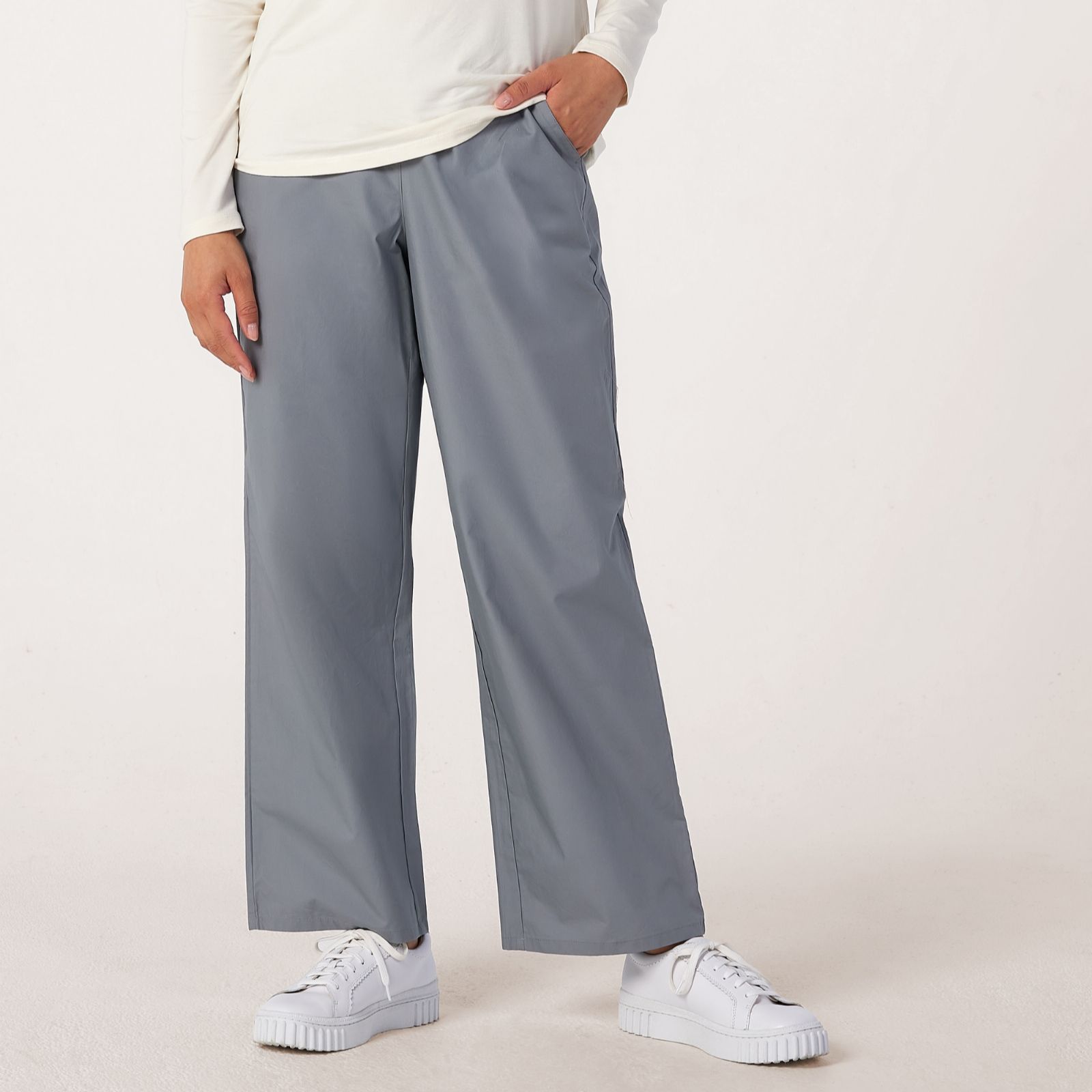 Denim & Co Cotton Pull On Wide Leg Trouser Standard