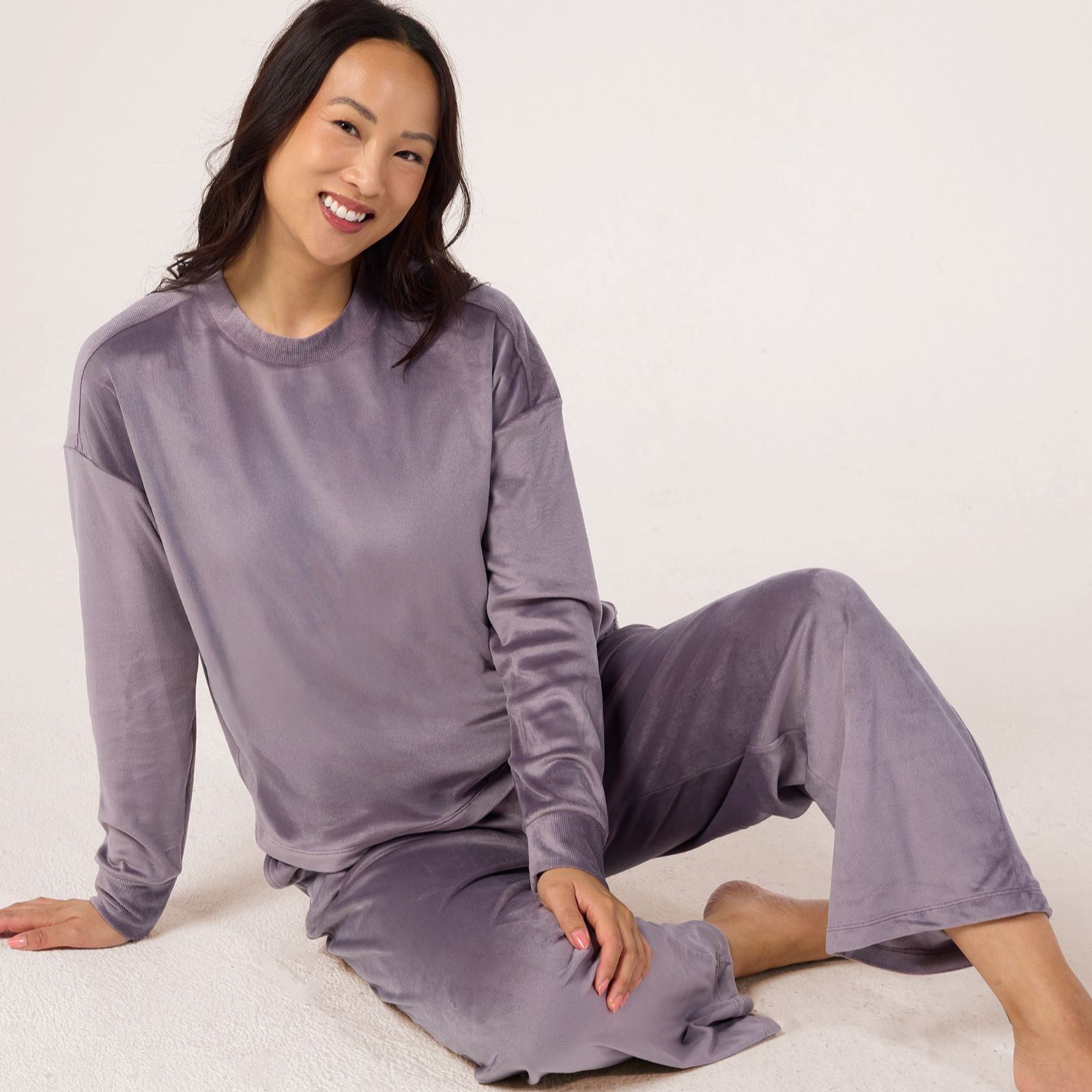 Carole Hochman Velour Pullover with Wide Leg Trousers Lounge Set