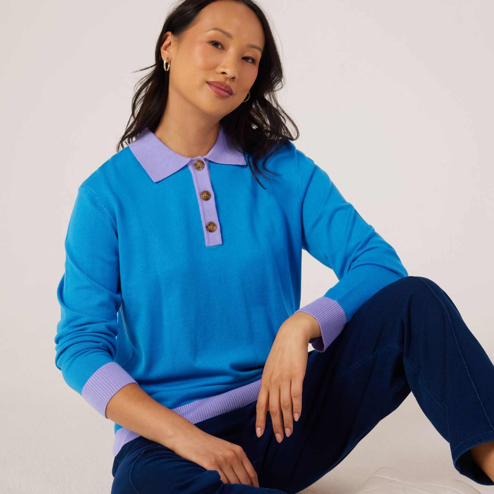 Denim & Co Essential Knitted Polo Jumper
