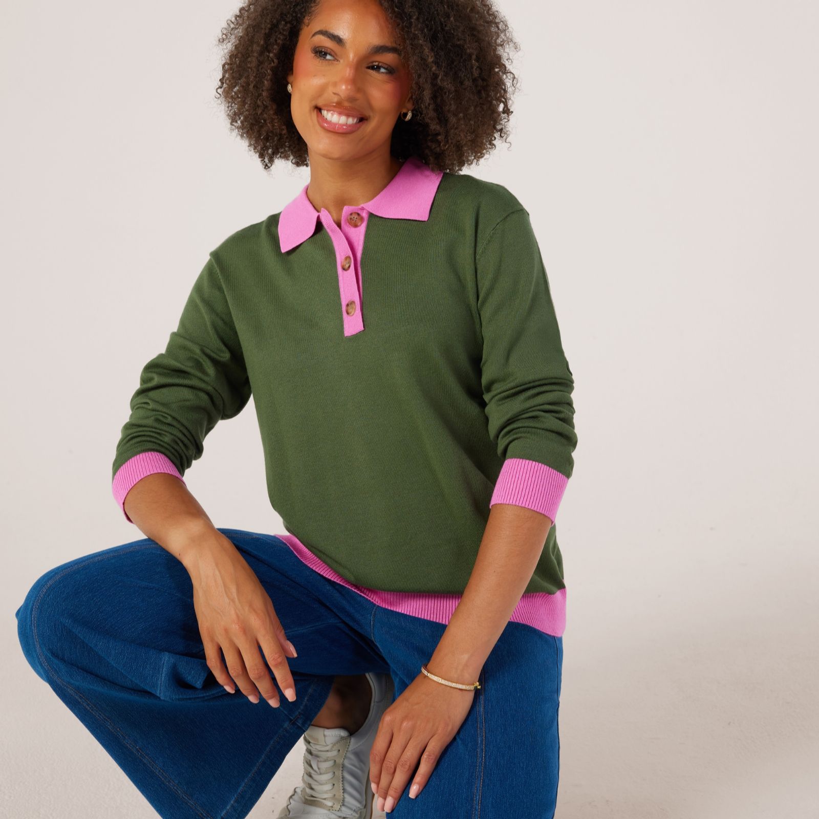 Denim & Co Essential Knitted Polo Jumper