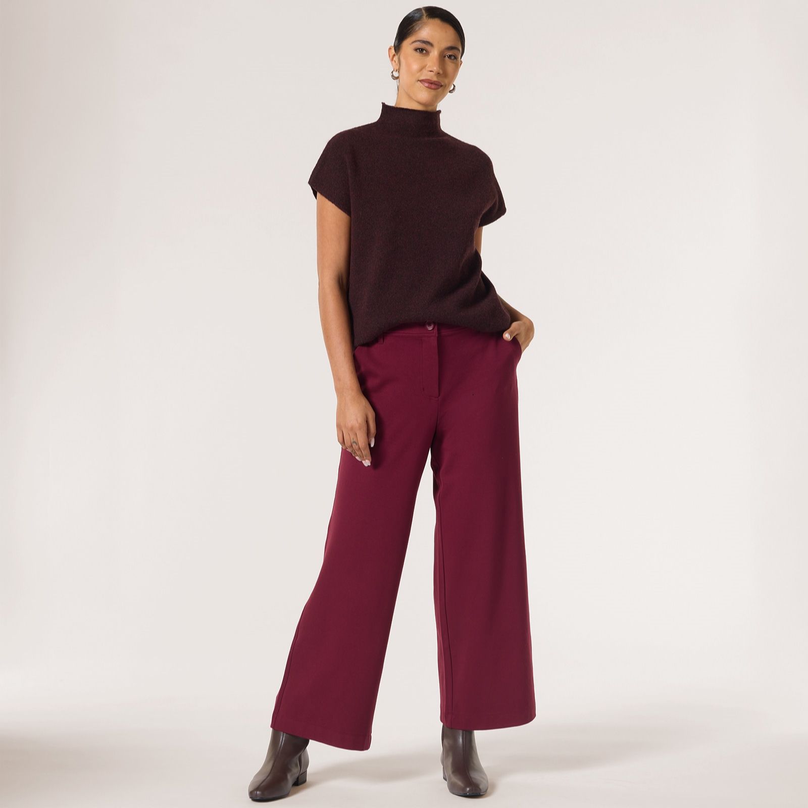 Ben de Lisi Stretch Twill Wide Leg Trouser Petite