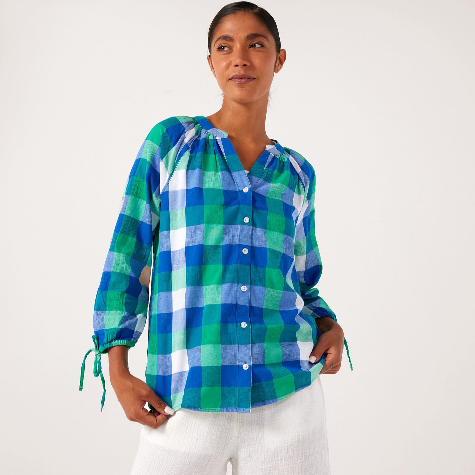 Denim & Co. Checked Blouse