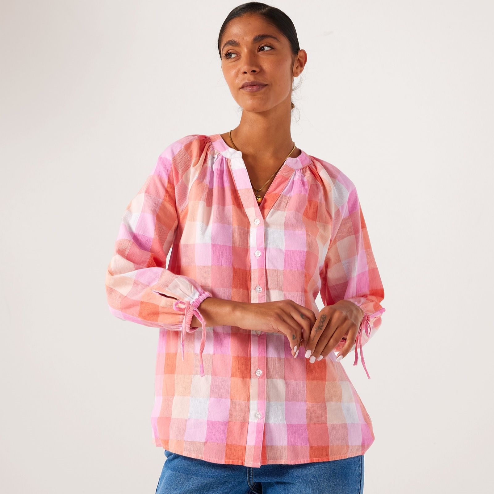 Denim & Co. Checked Blouse