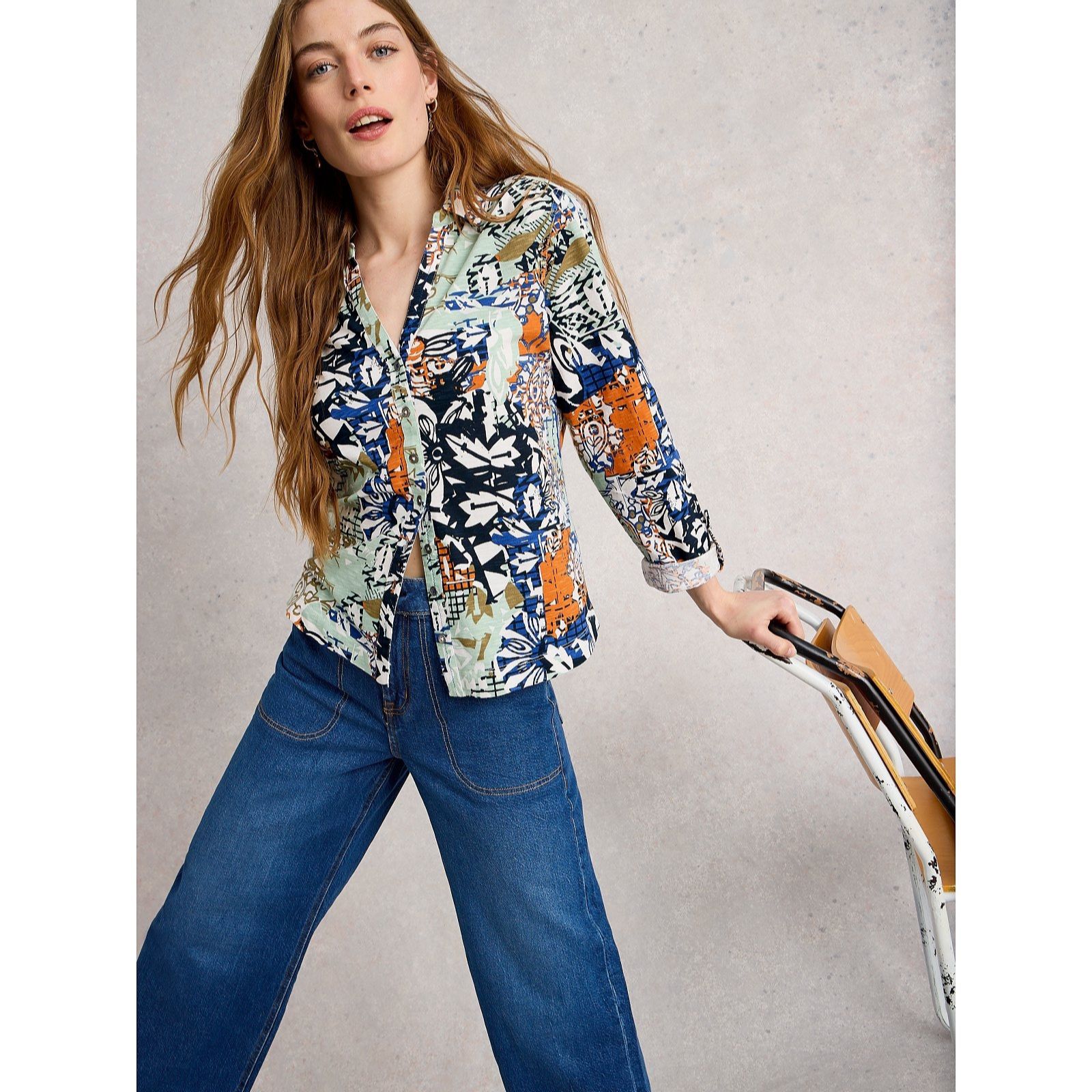 White Stuff Annie Printed Jersey Shirt