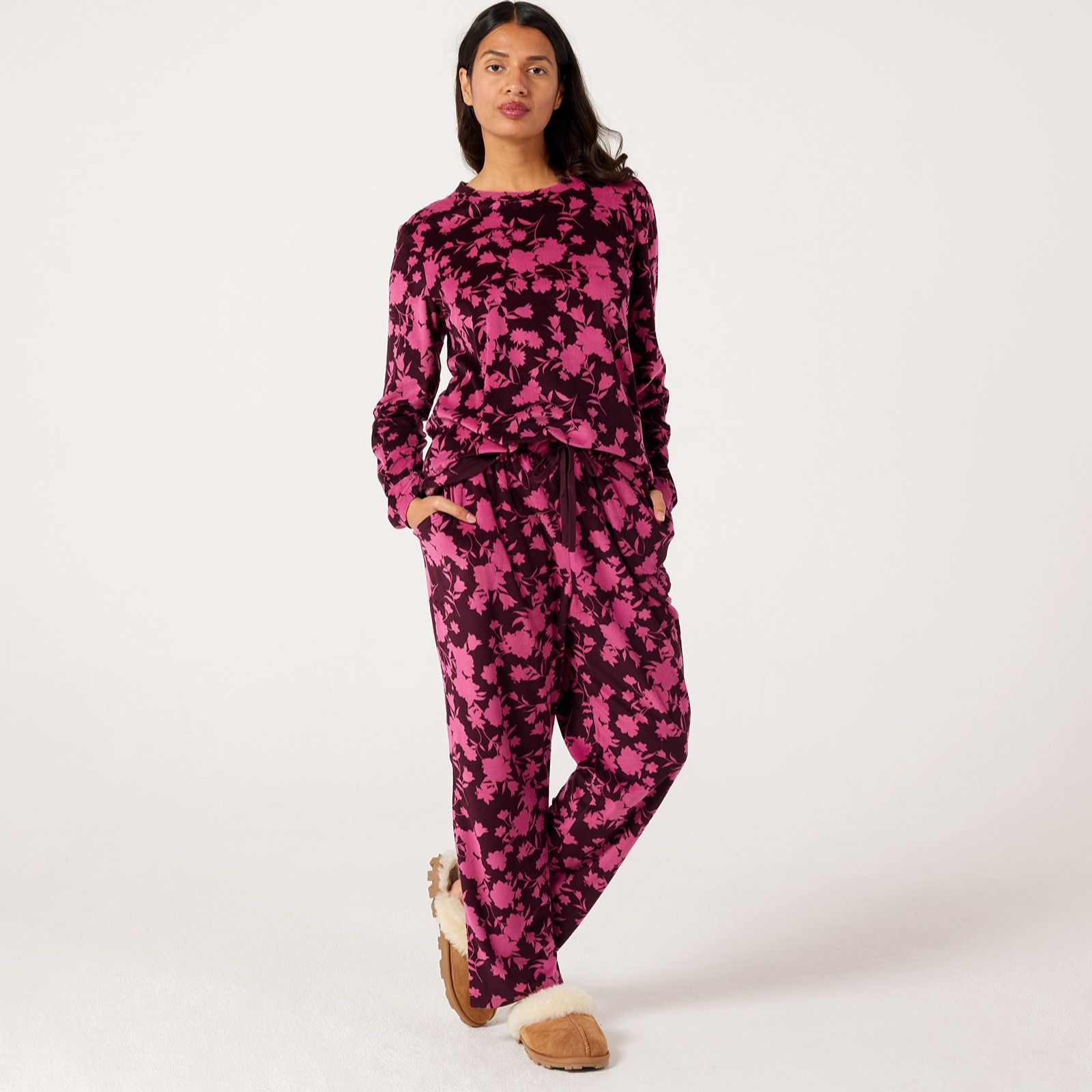 Cozee Home Glossy Fleece PJ Set