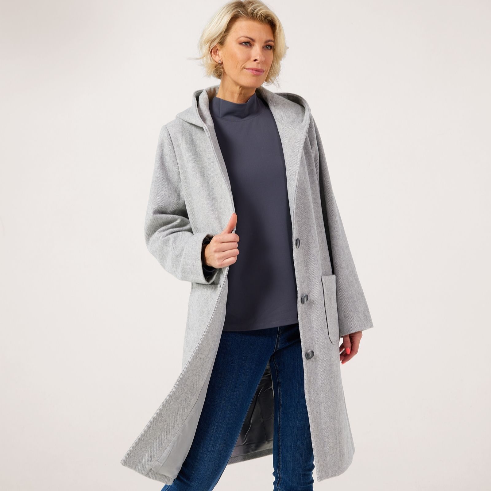 Ruth Langsford Button Through Hooded Coat