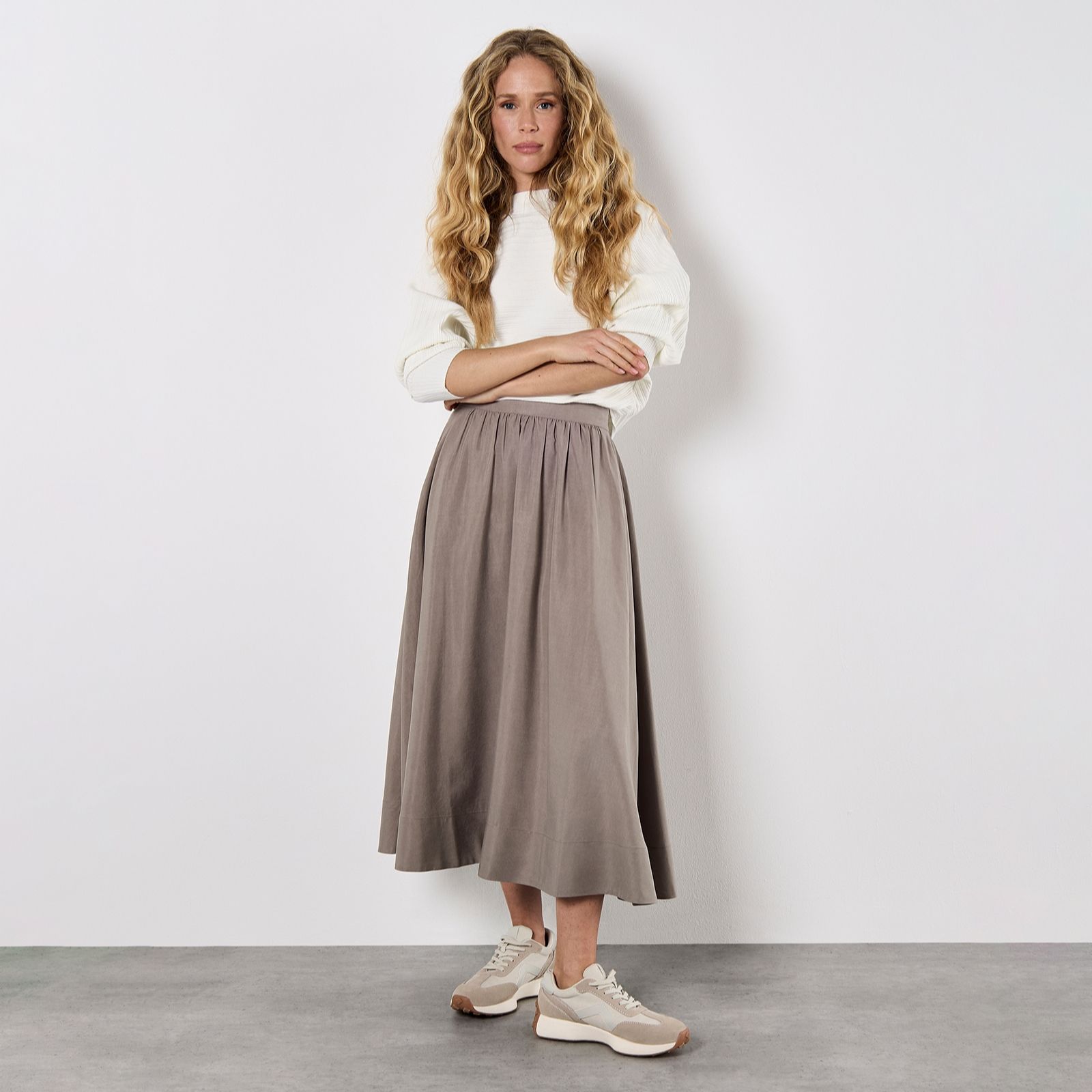 Apricot A Line Midaxi Peachy Slub Skirt