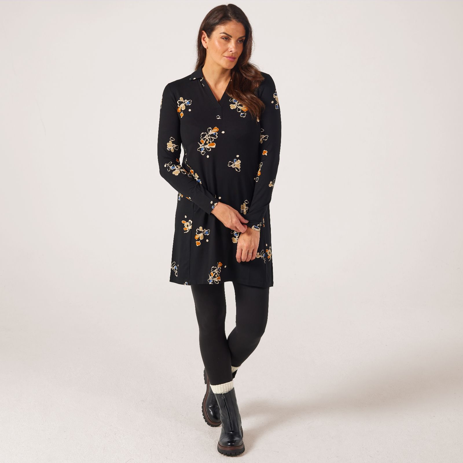 Masai Copenhagen Gavora Printed Jersey V Neck Tunic