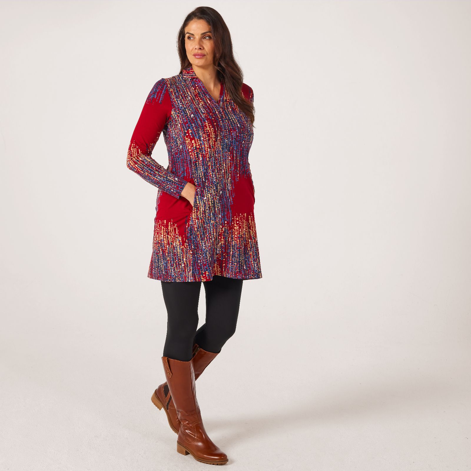 Masai Copenhagen Gavora Printed Jersey V Neck Tunic