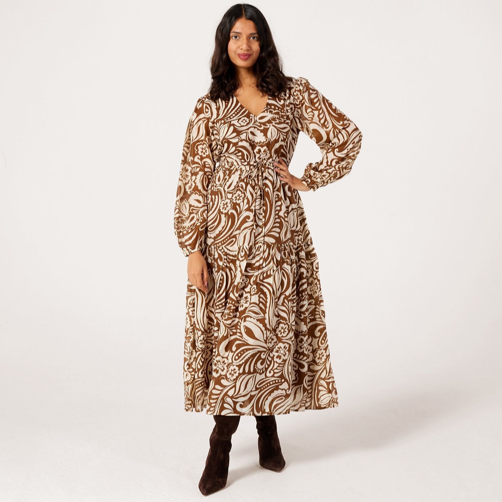 Izabel London Tie Waist Printed Dress