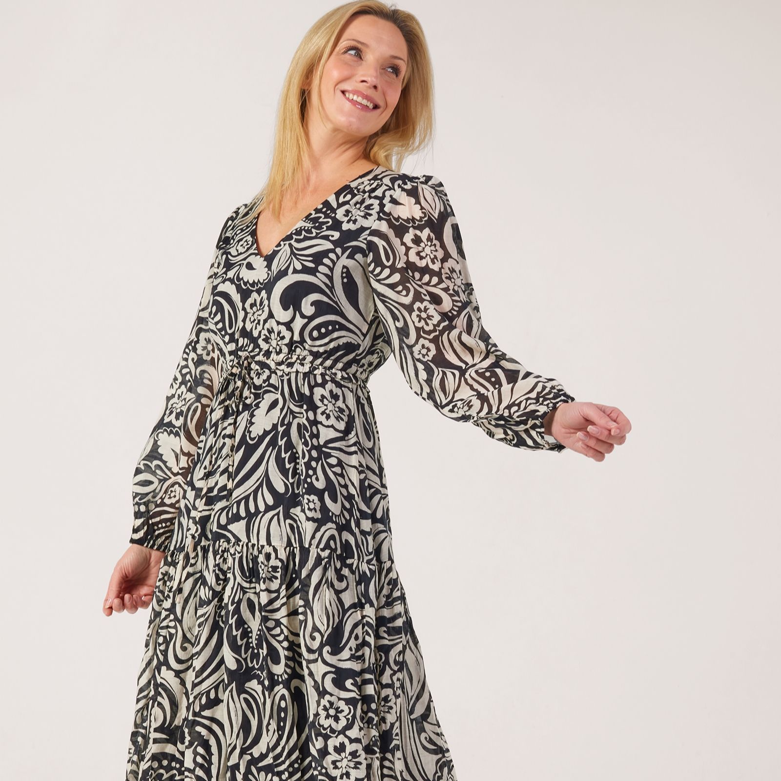 Izabel London Tie Waist Printed Dress