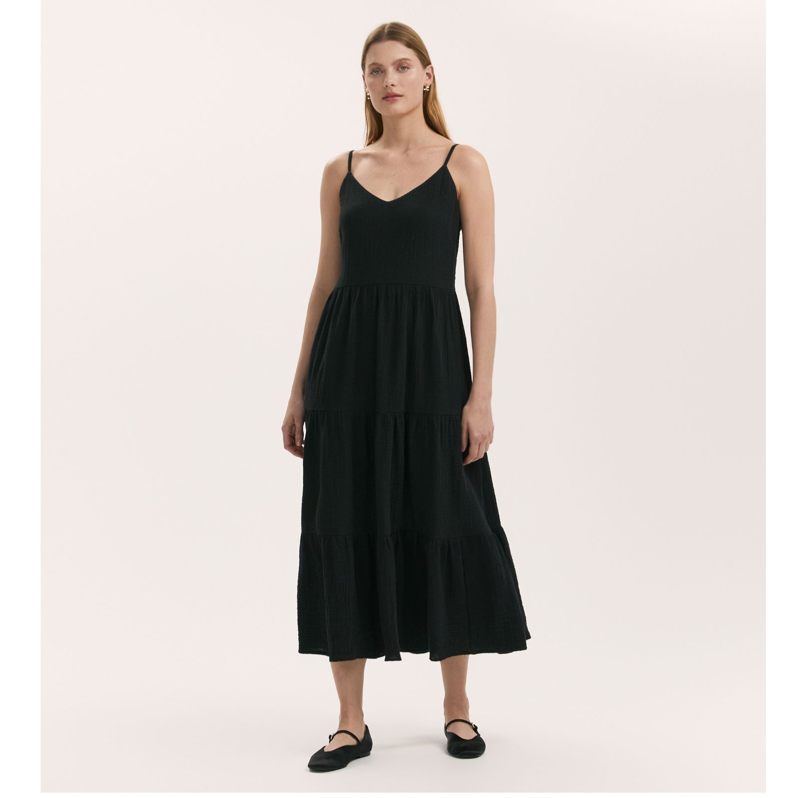 Finery London Emmie 100% Cotton Double Gauze Tiered Dress