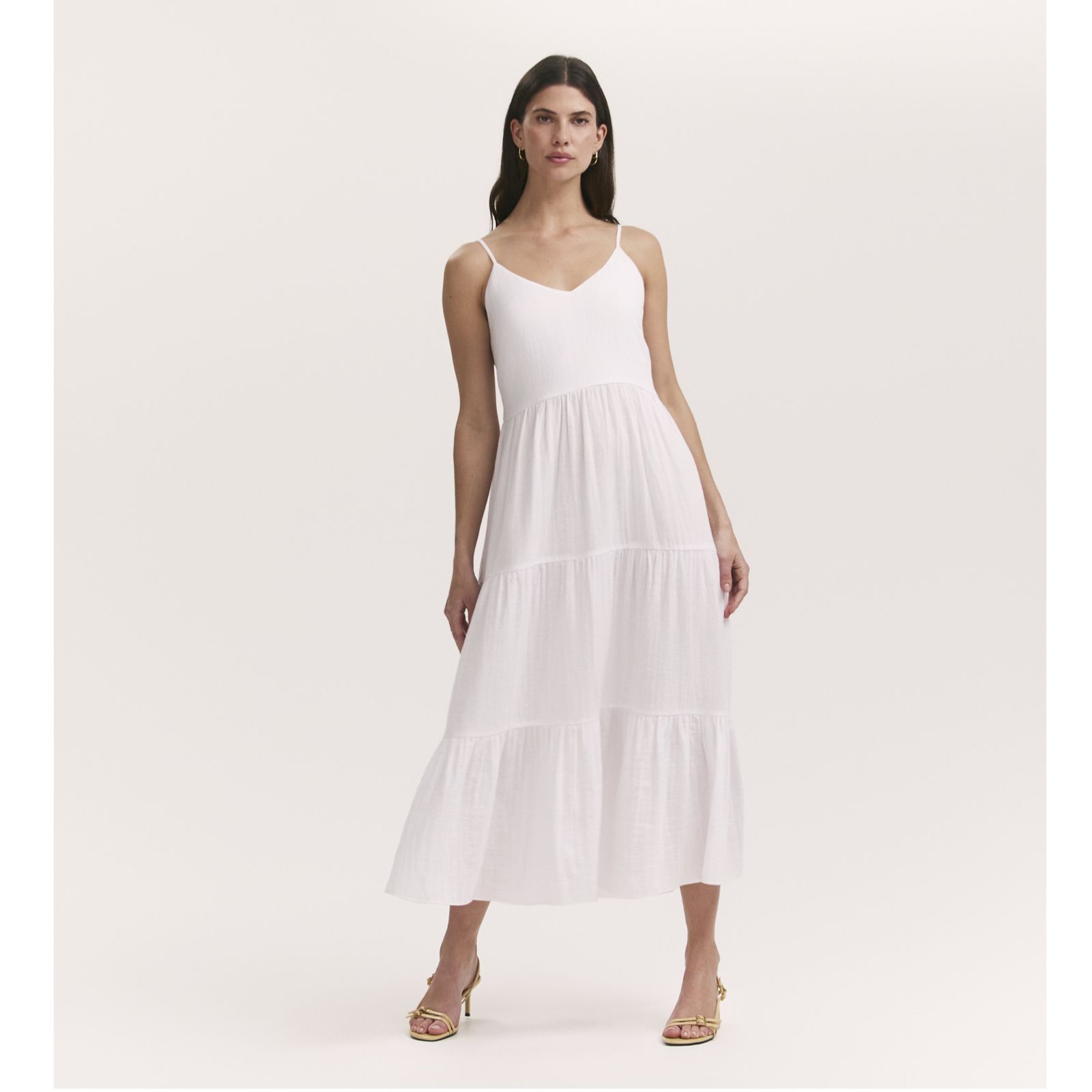 Finery London Emmie 100% Cotton Double Gauze Tiered Dress