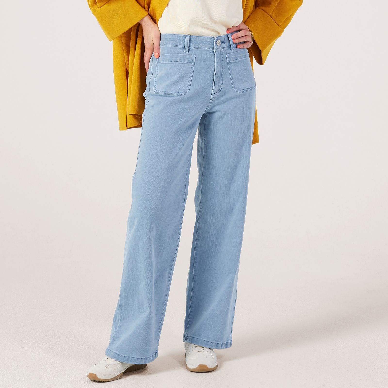 WynneDenim Cropped Twill Wide-Leg Trousers Petite