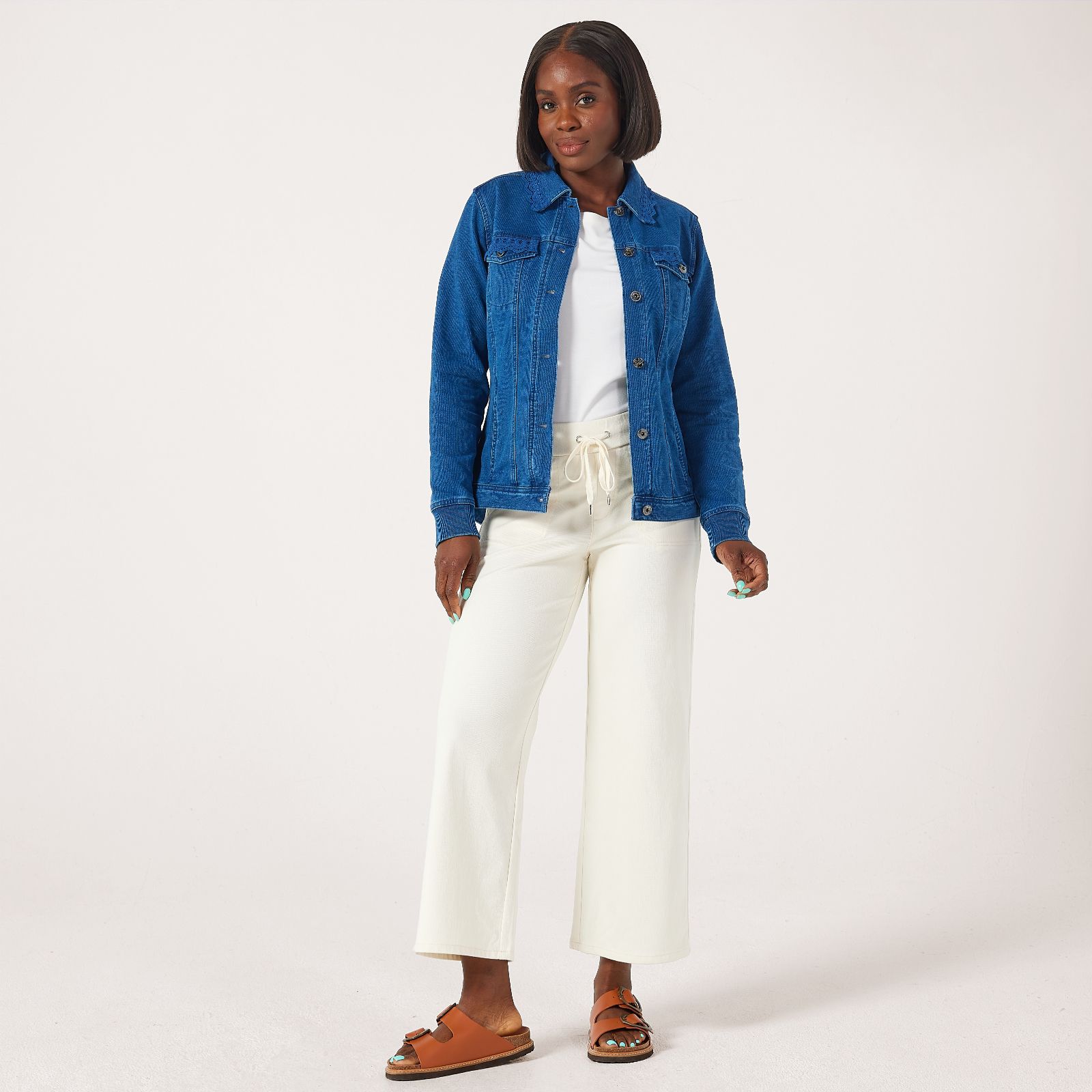 Denim & Co. Comfy Knit Wide Leg Crop Trouser Petite