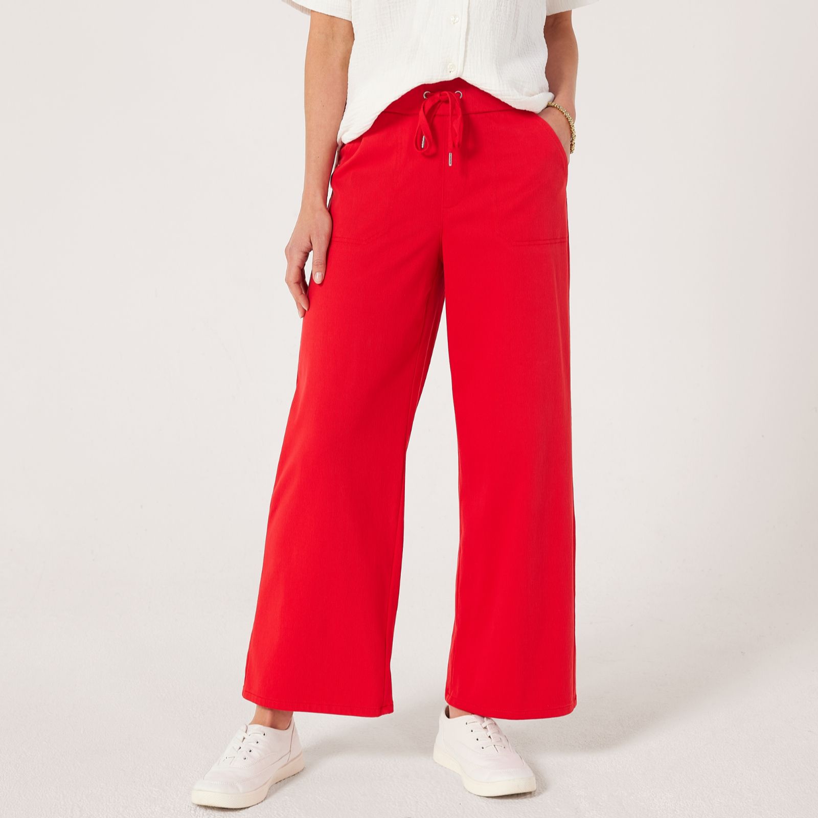 Denim & Co. Comfy Knit Wide Leg Crop Trouser Petite