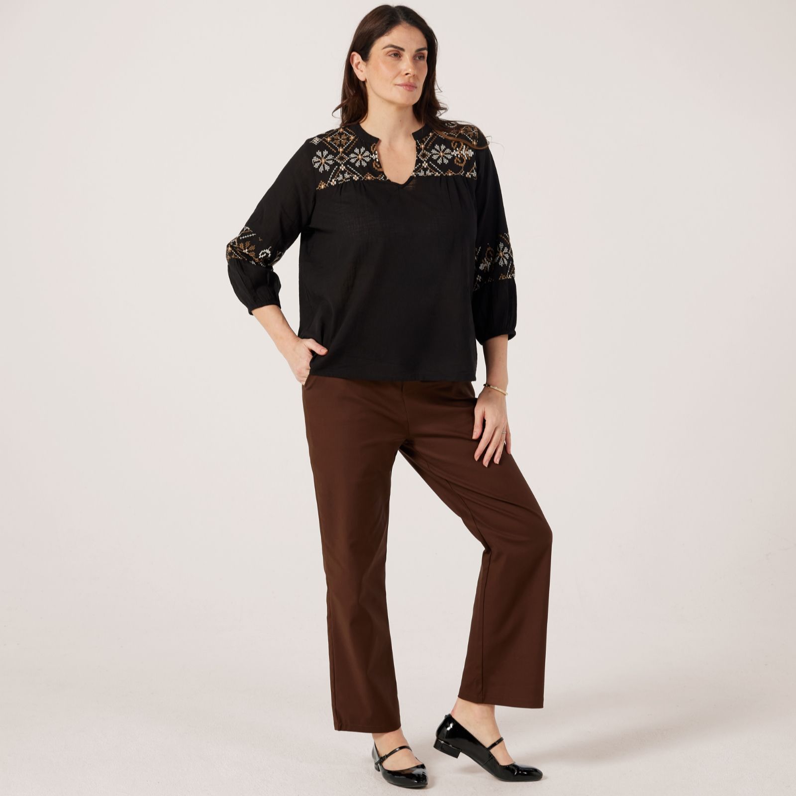 Izabel London Embroidered Cotton Blouse