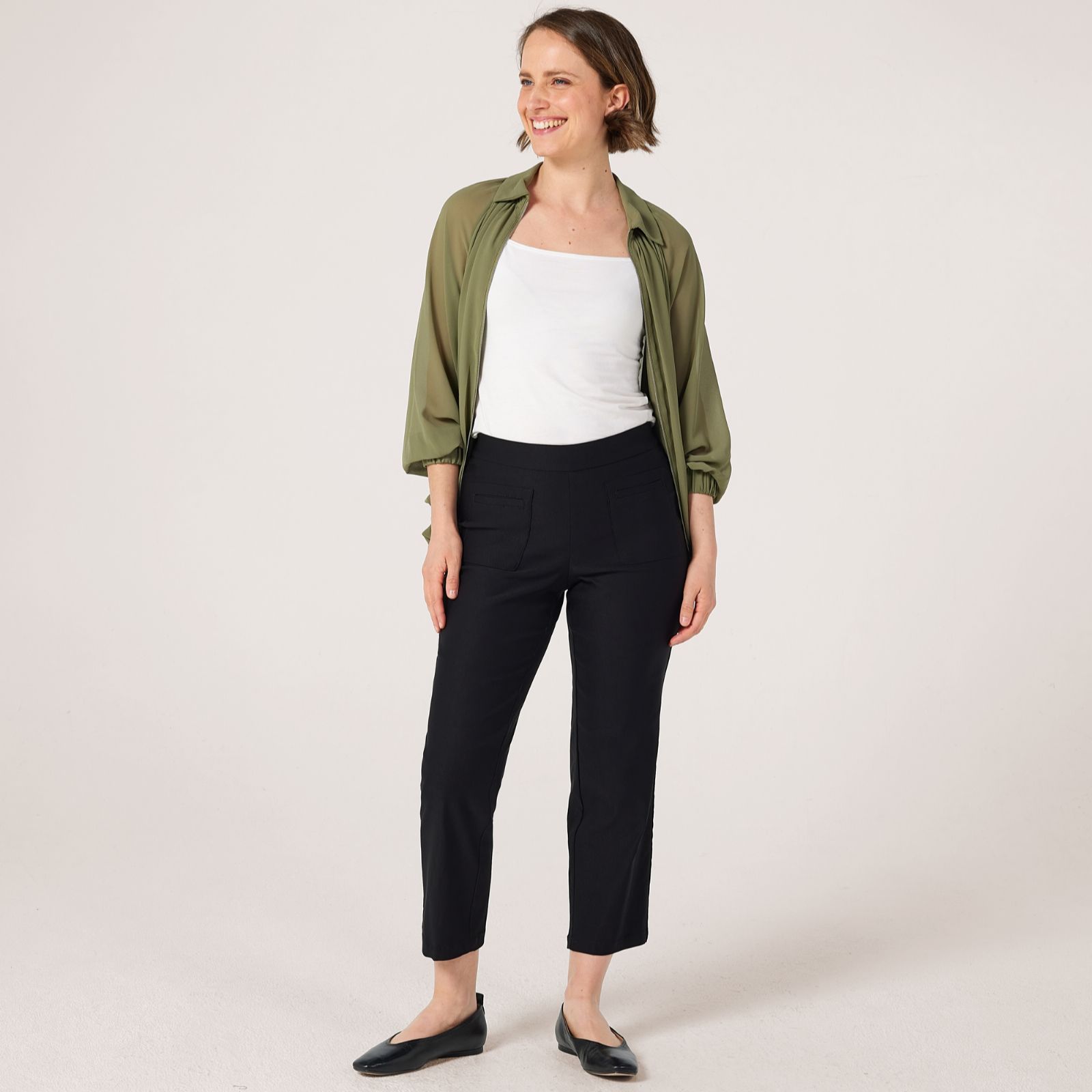 MarlaWynne Collection Straight Leg Cropped Trousers