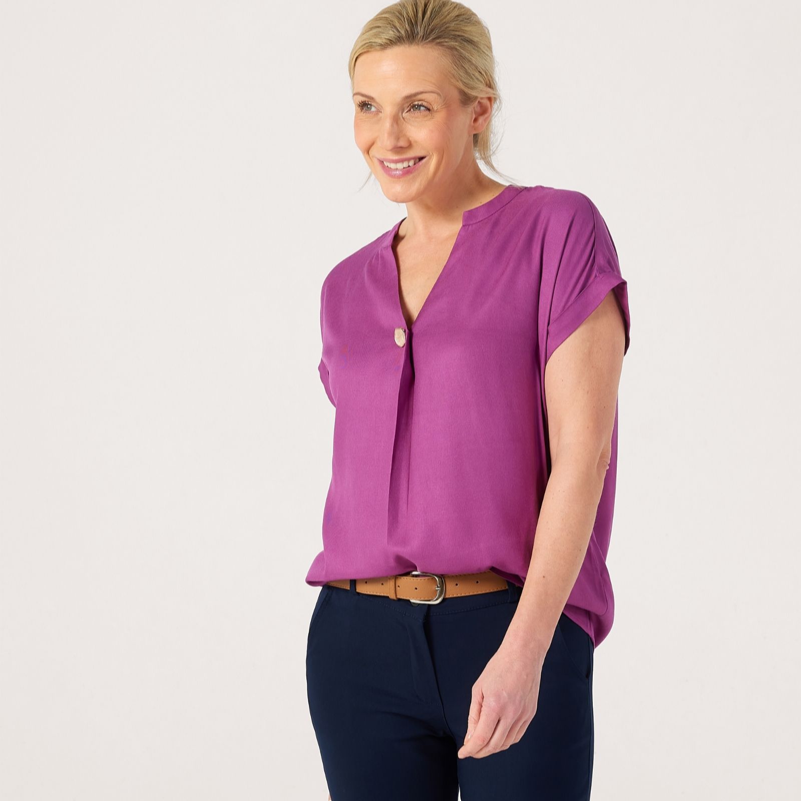 Izabel London Feature Button Top