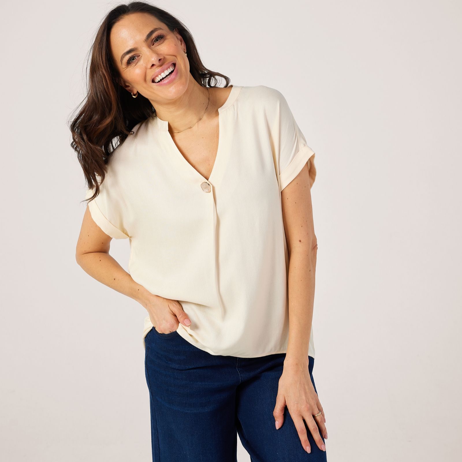 Izabel London Feature Button Top