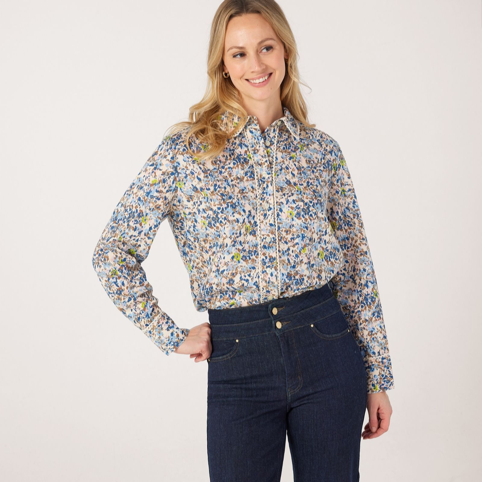 Masai Copenhagen Ithyria Printed Floral with Lace Detail Shirt