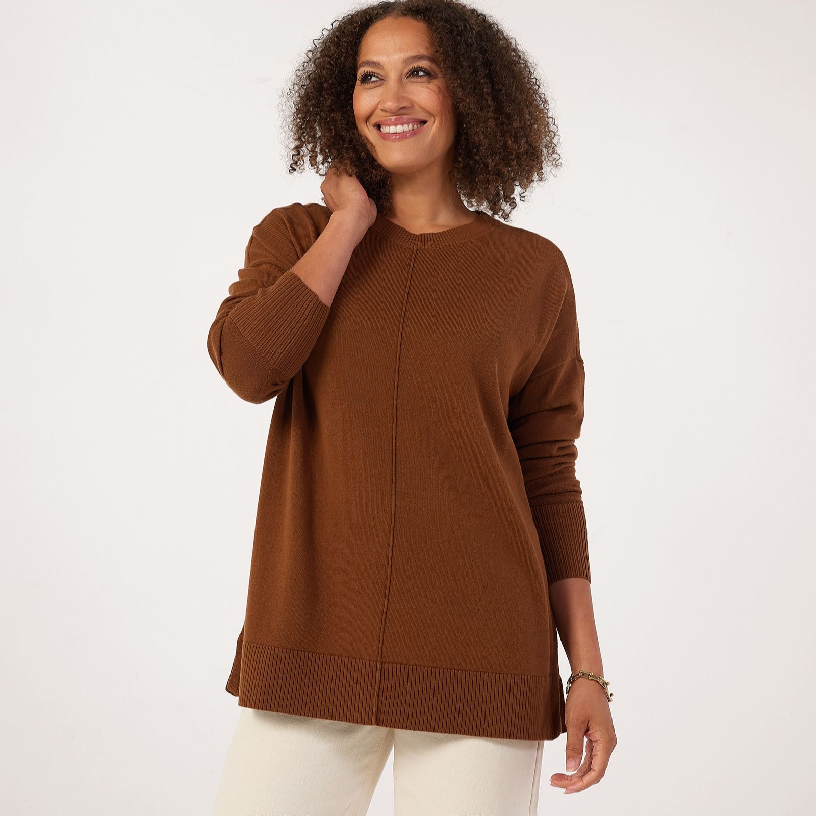 Denim & Co Crew Neck Drop Shoulder Jumper