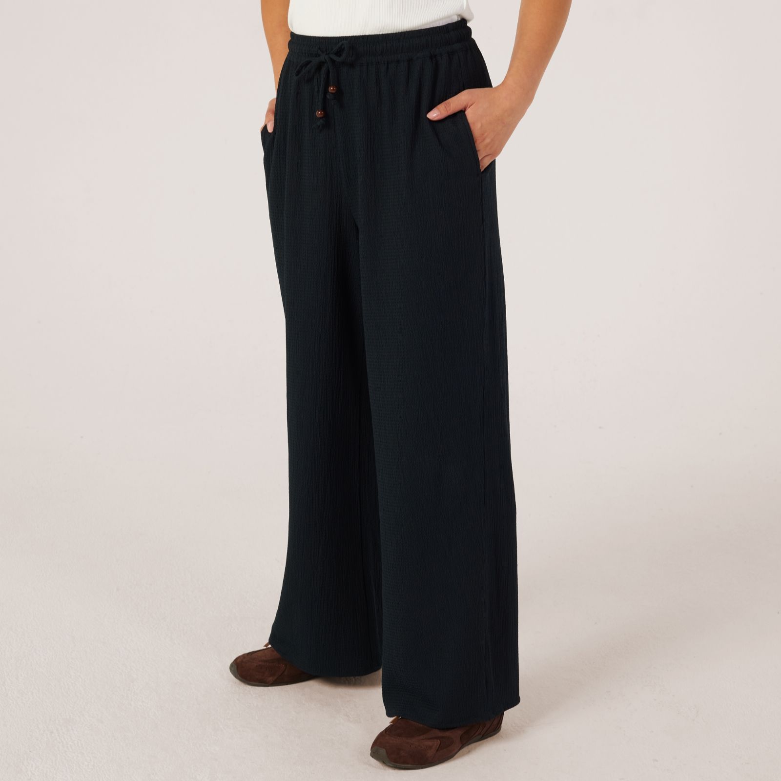 Denim & Co Pull On Textured Trouser Petite
