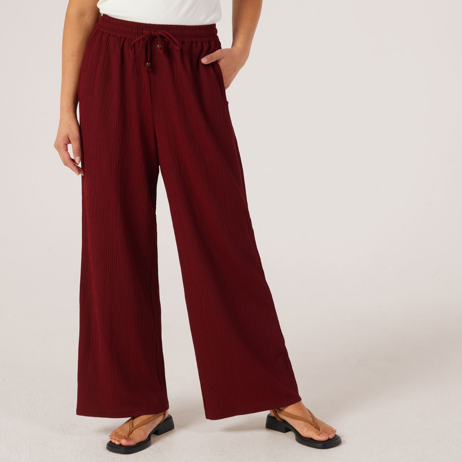 Denim & Co Pull On Textured Trouser Petite