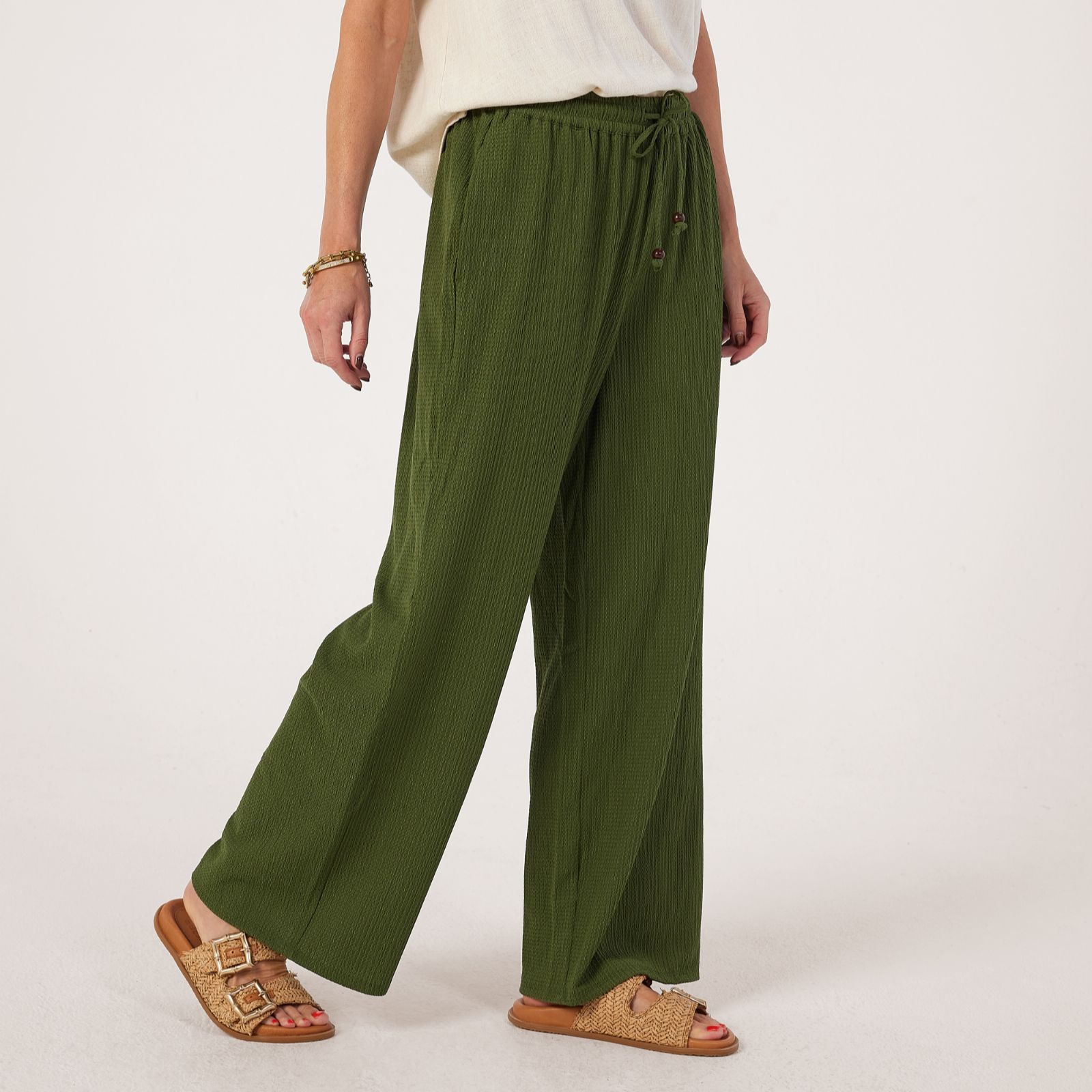 Denim & Co Pull On Textured Trouser Petite