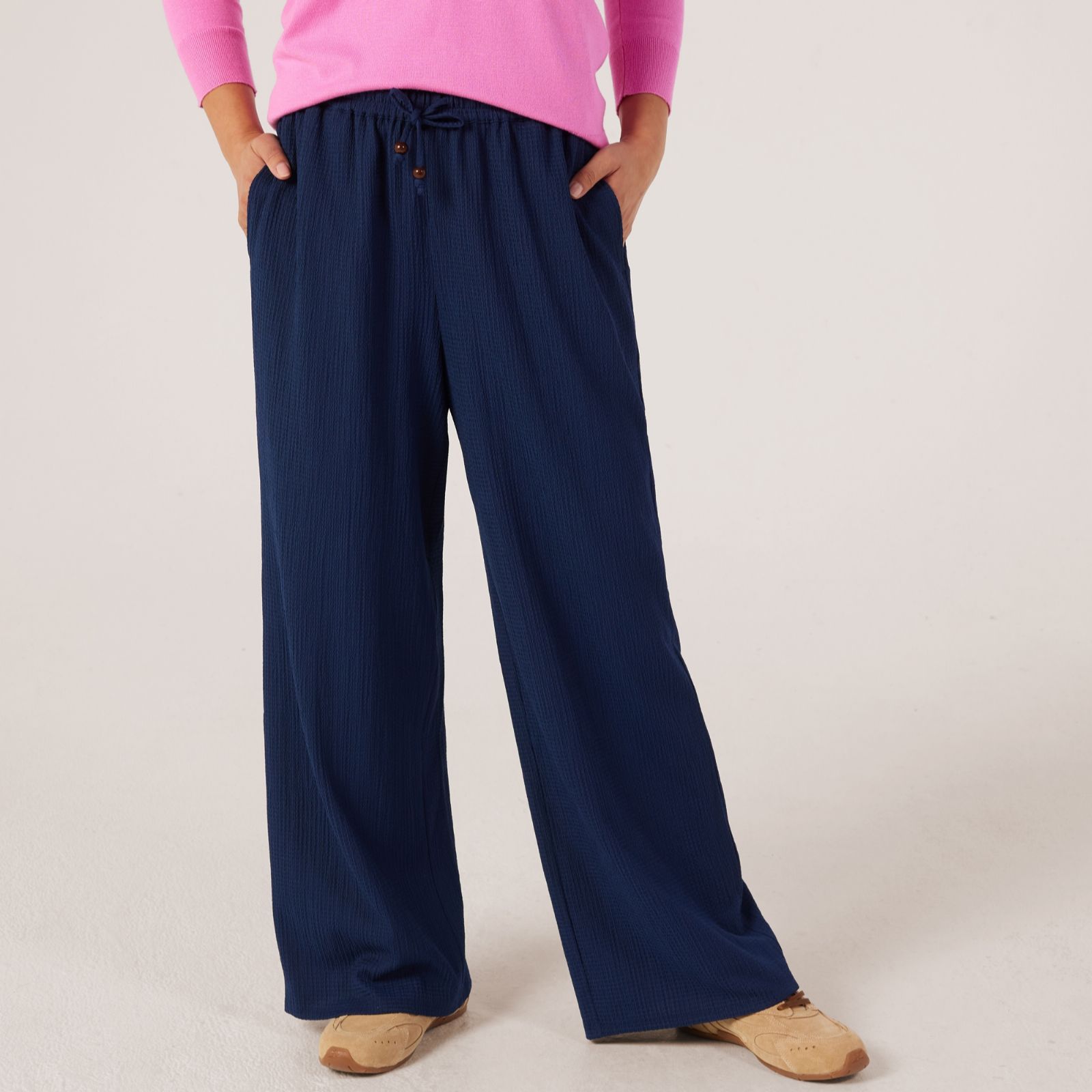 Denim & Co Pull On Textured Trouser Petite