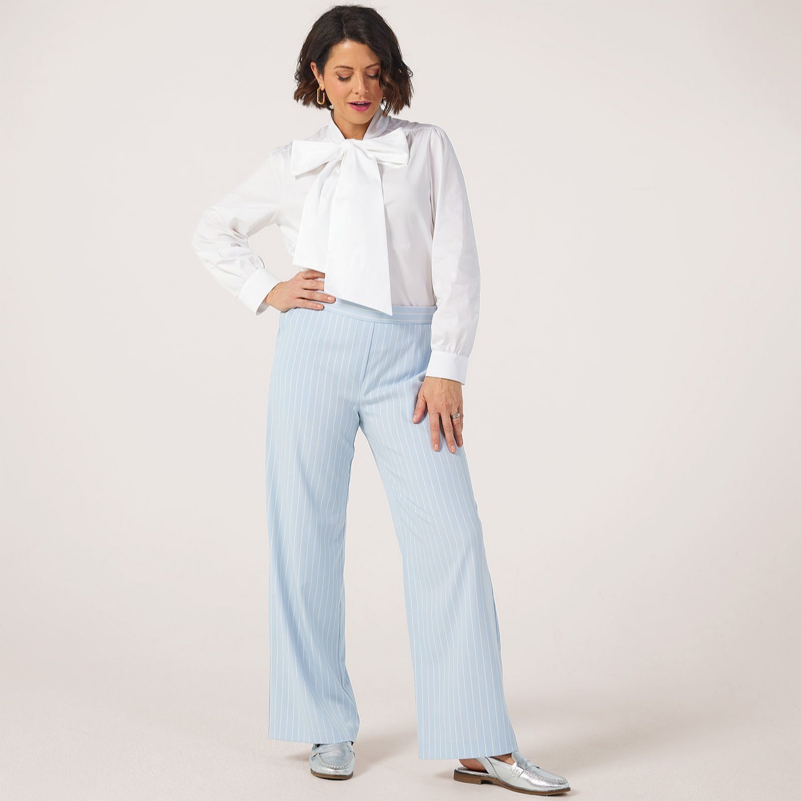 Helene Berman X Katy Pinstripe Trouser with Stretch Waist