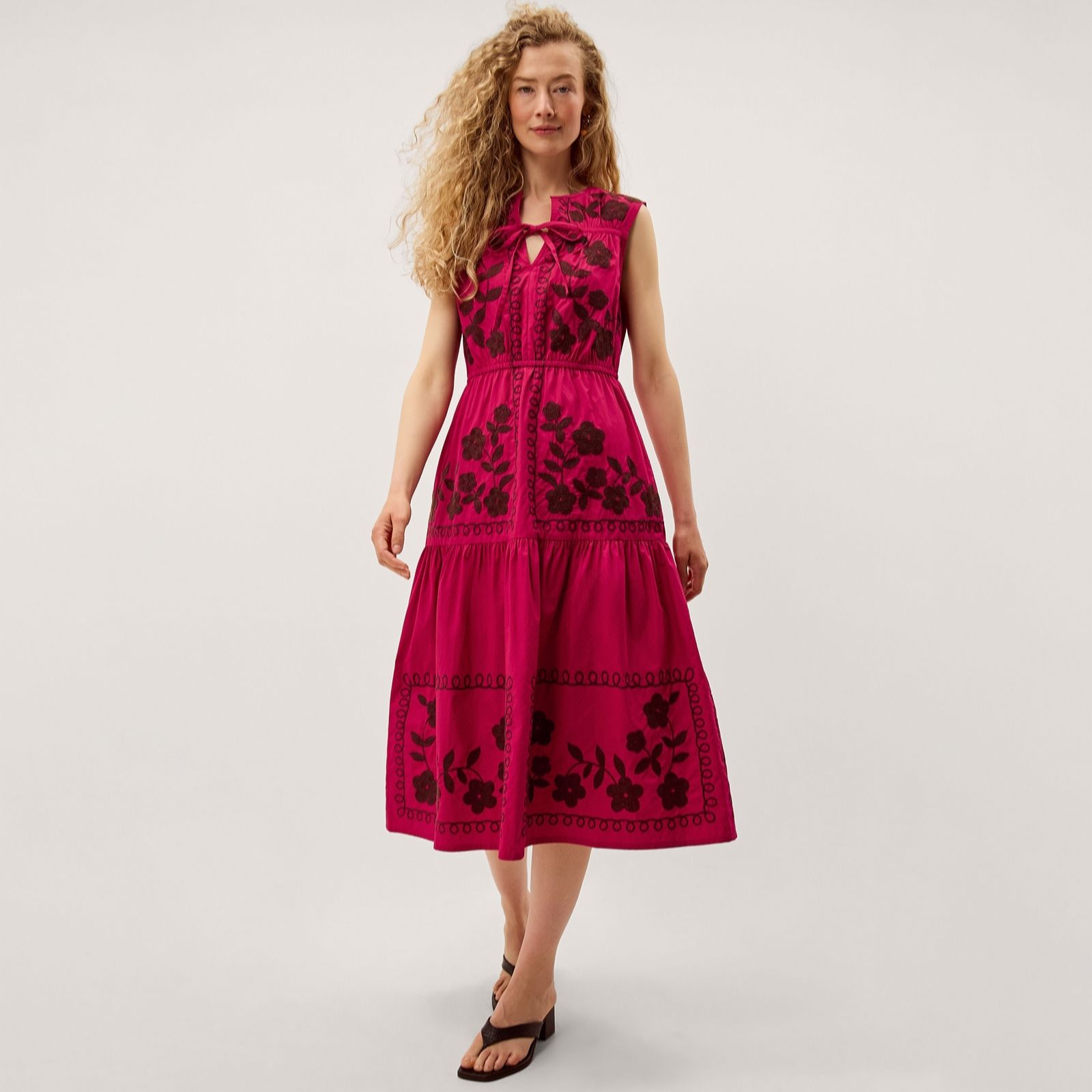 Monsoon Marie Embroidered Midi Dress
