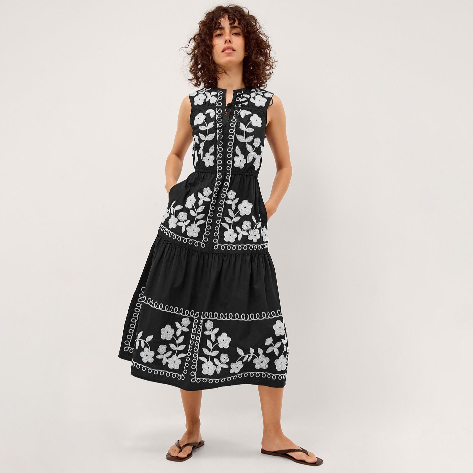 Monsoon Marie Embroidered Midi Dress