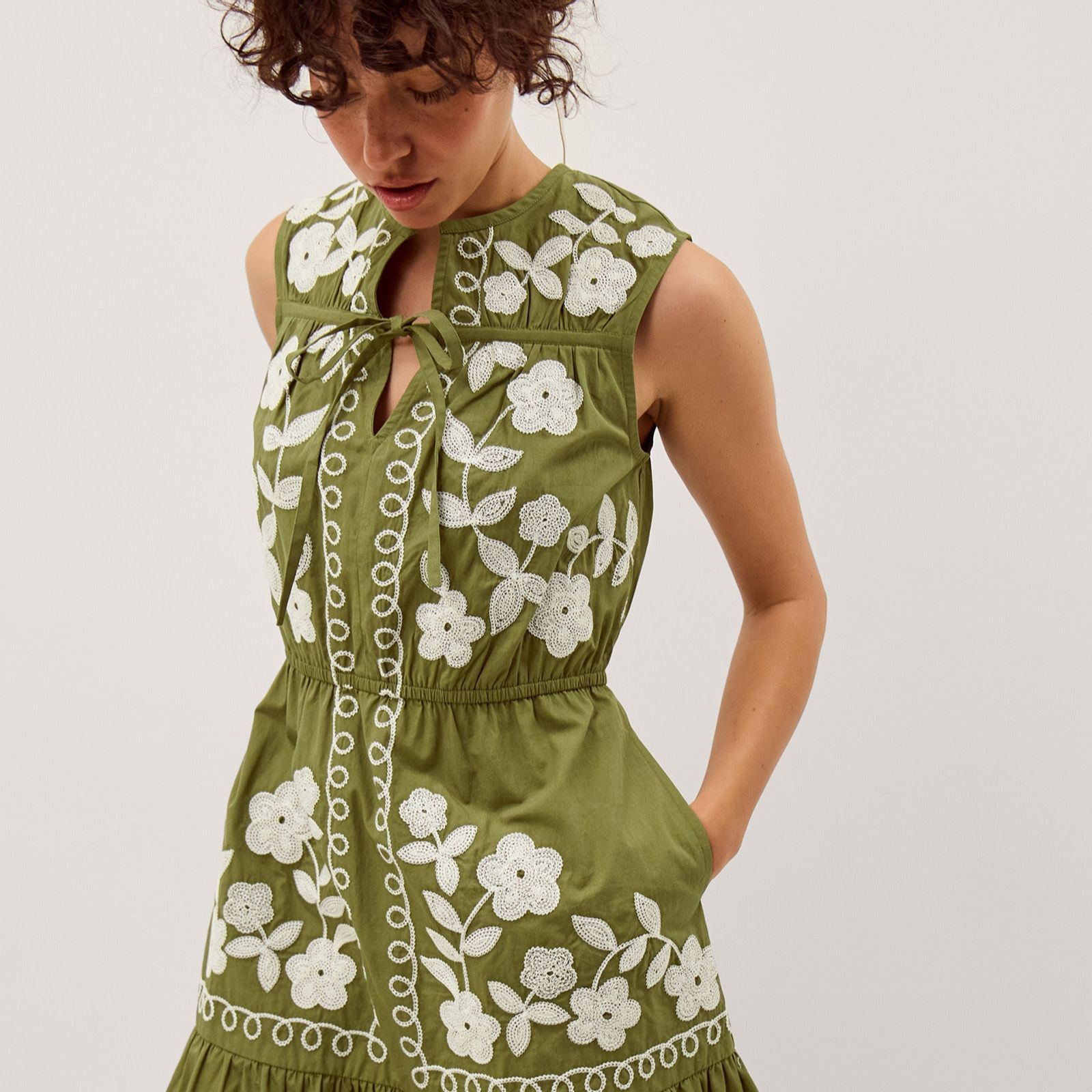 Monsoon Marie Embroidered Midi Dress