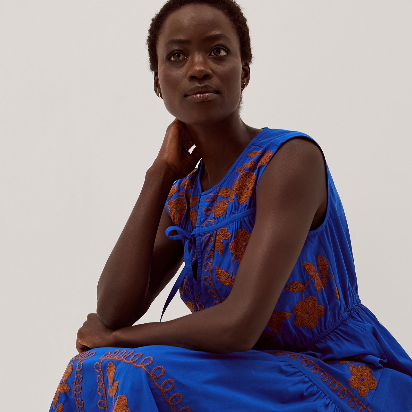 Monsoon Marie Embroidered Midi Dress