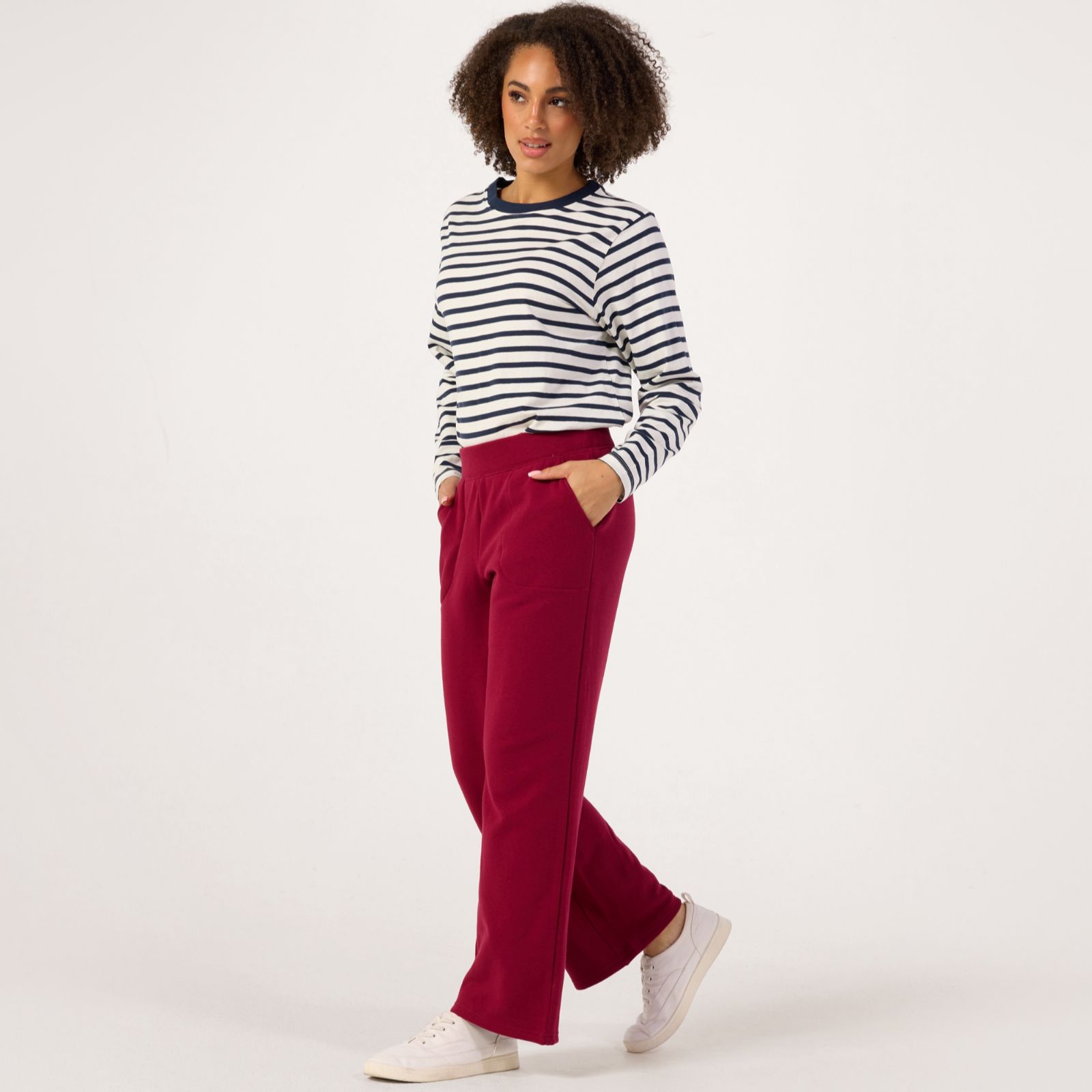 Denim & Co. Push Lined Jersey Wide Leg Trousers Standard