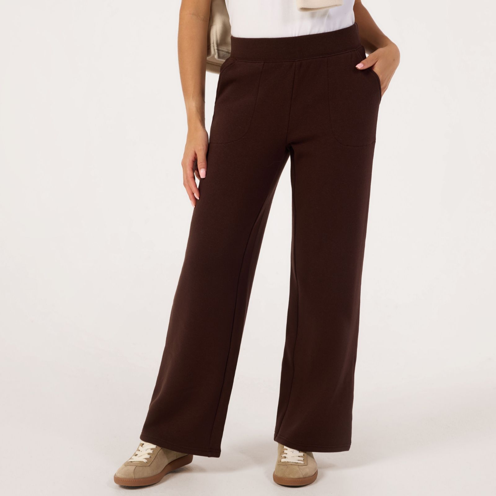 Denim & Co. Push Lined Jersey Wide Leg Trousers Standard