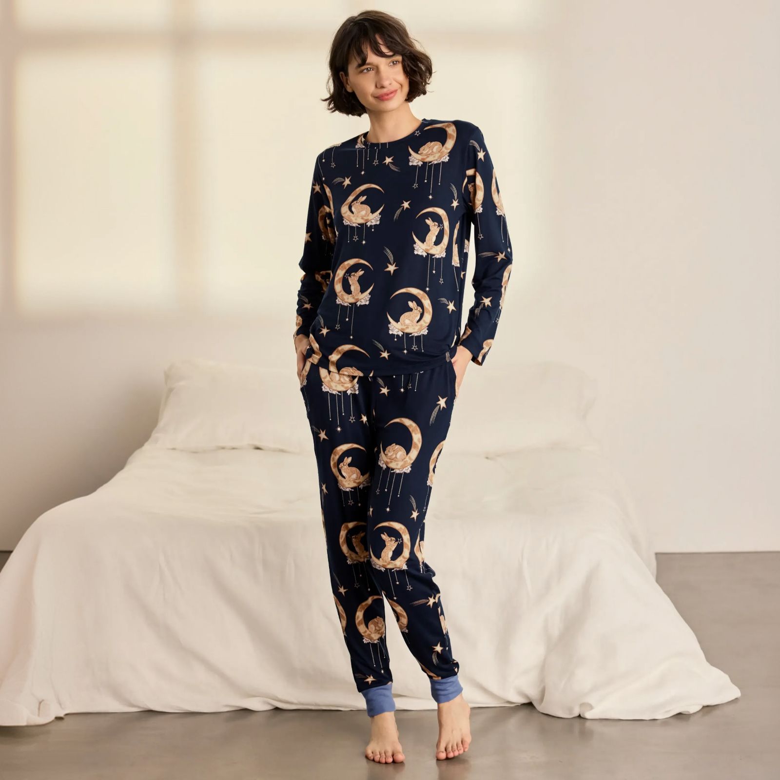 Chelsea Peers Poly Crew Long PJ Set