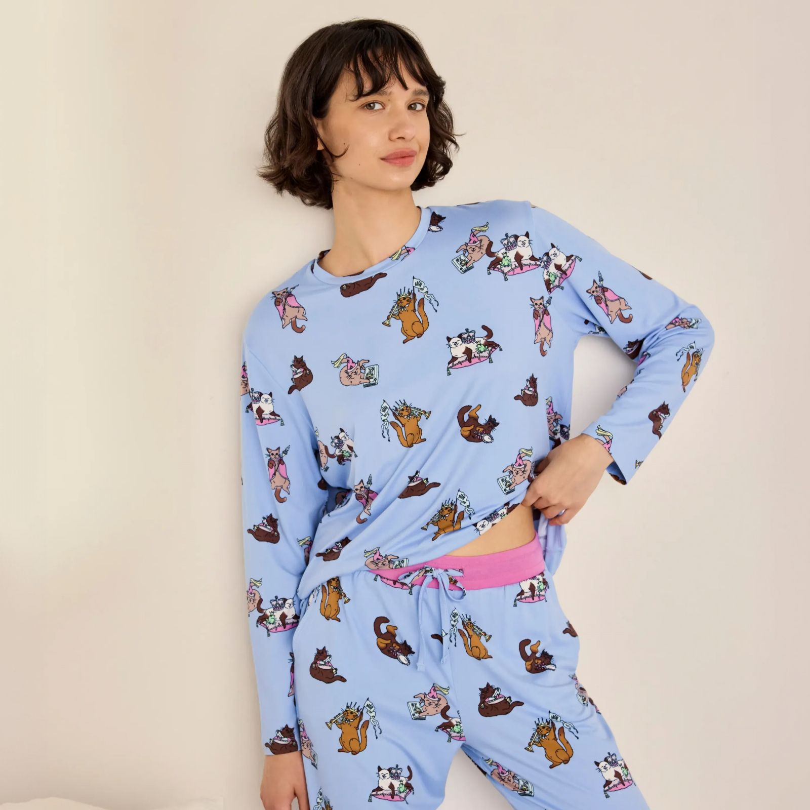 Chelsea Peers Poly Crew Long PJ Set