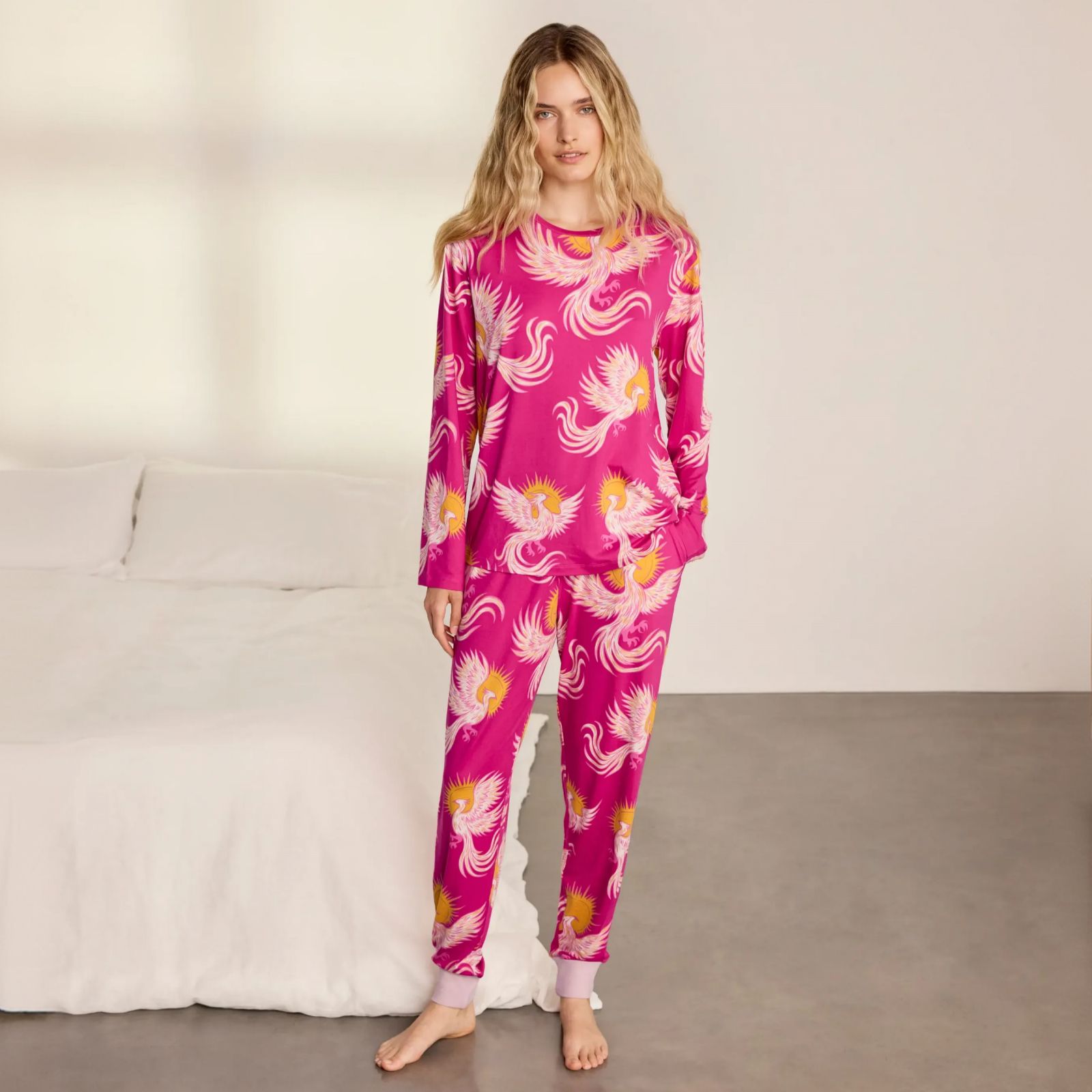 Chelsea Peers Poly Crew Long PJ Set