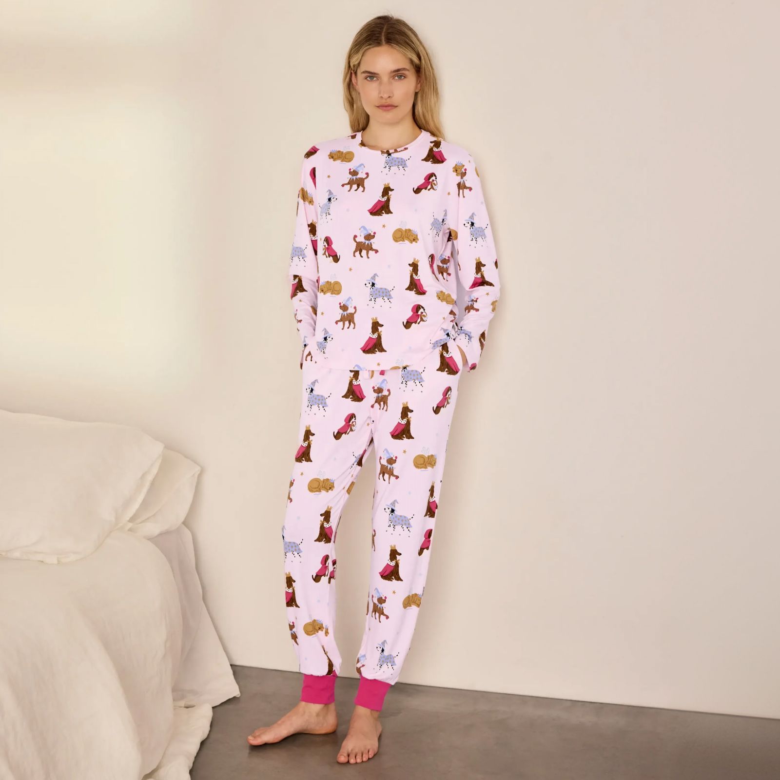 Chelsea Peers Round Neck Long PJ Set