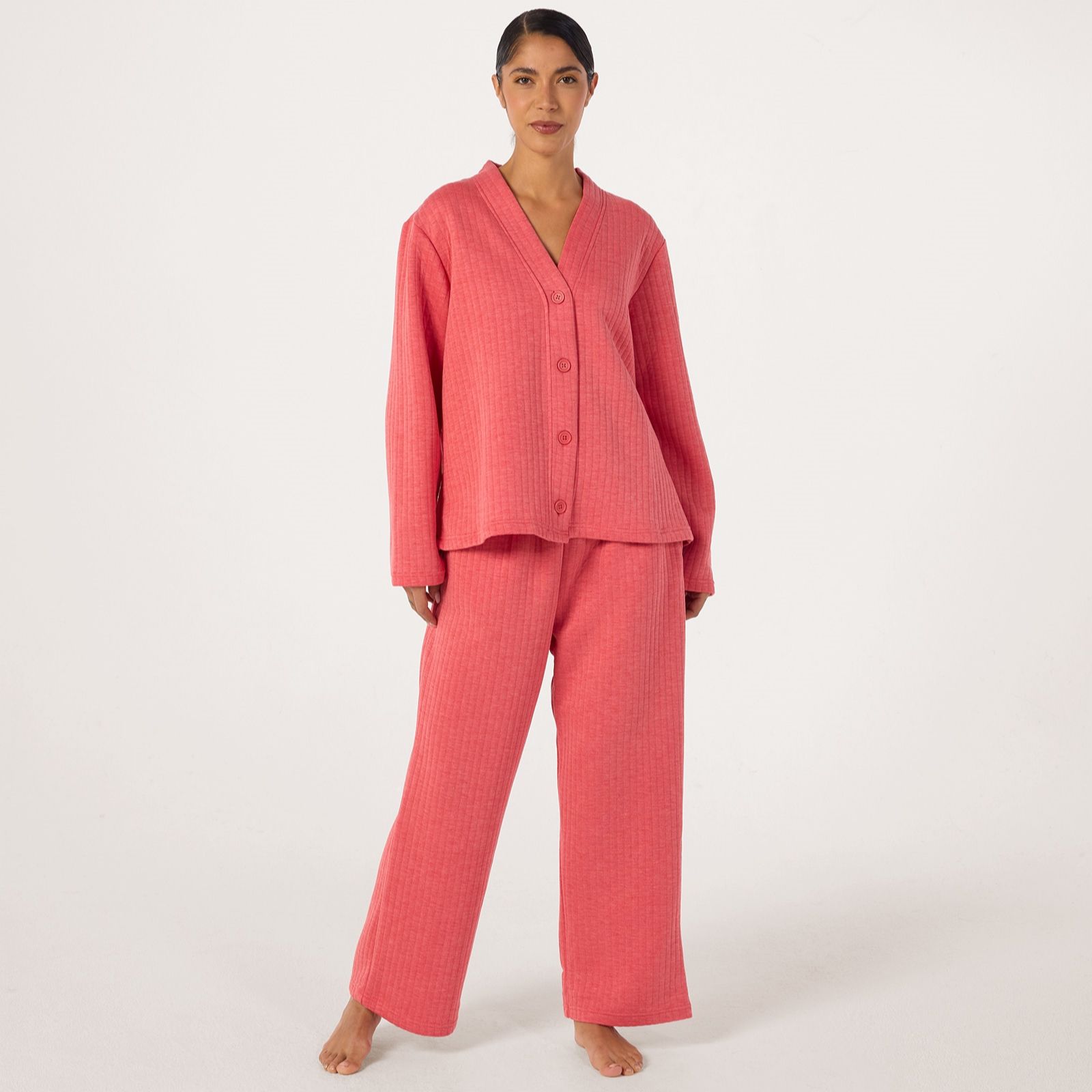 Cozee Home Wide Rib Cardigan Lounge Set